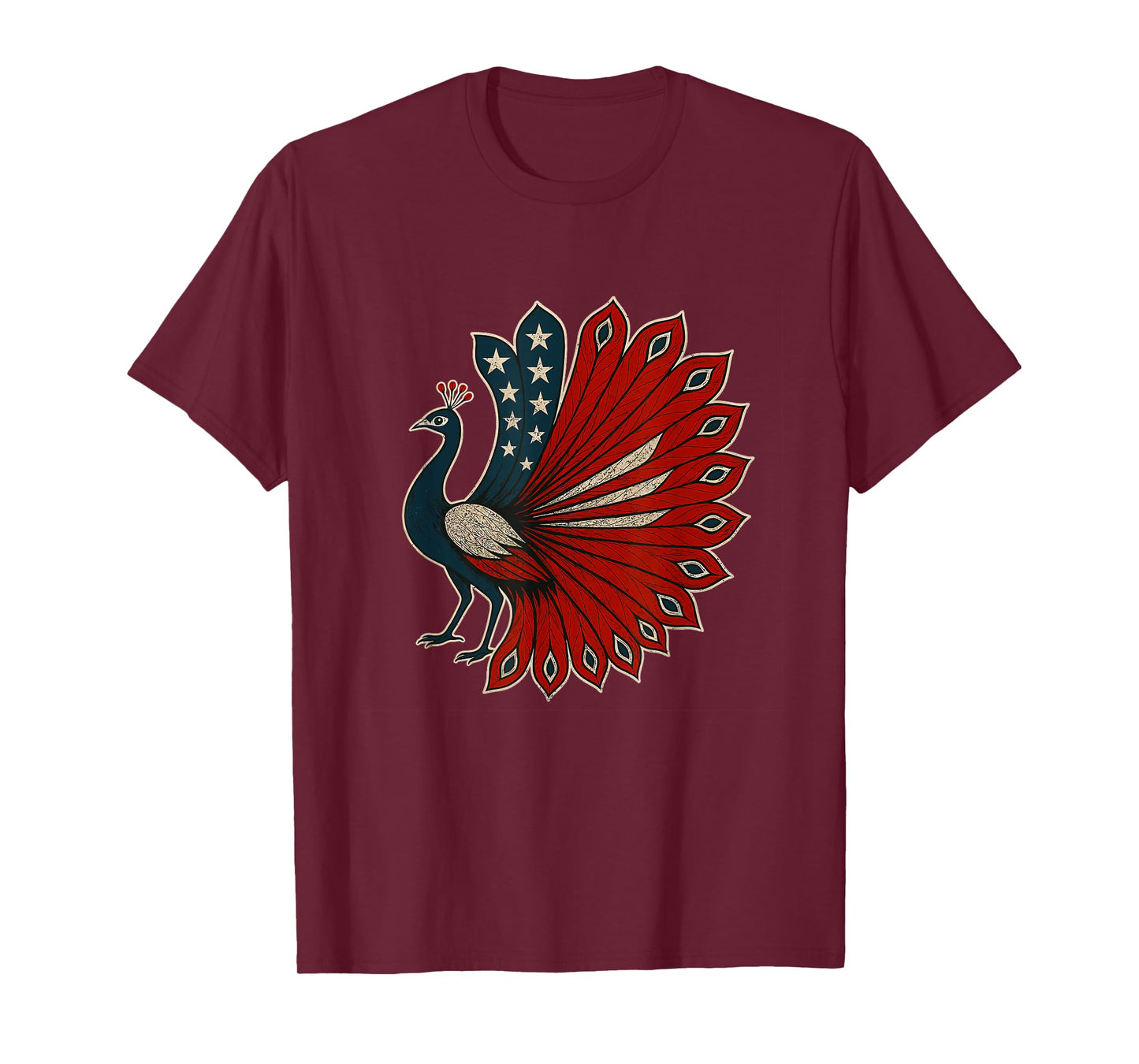 Peacock USA Flag 4th of July Patriotic Indépendance Party T-Shirt