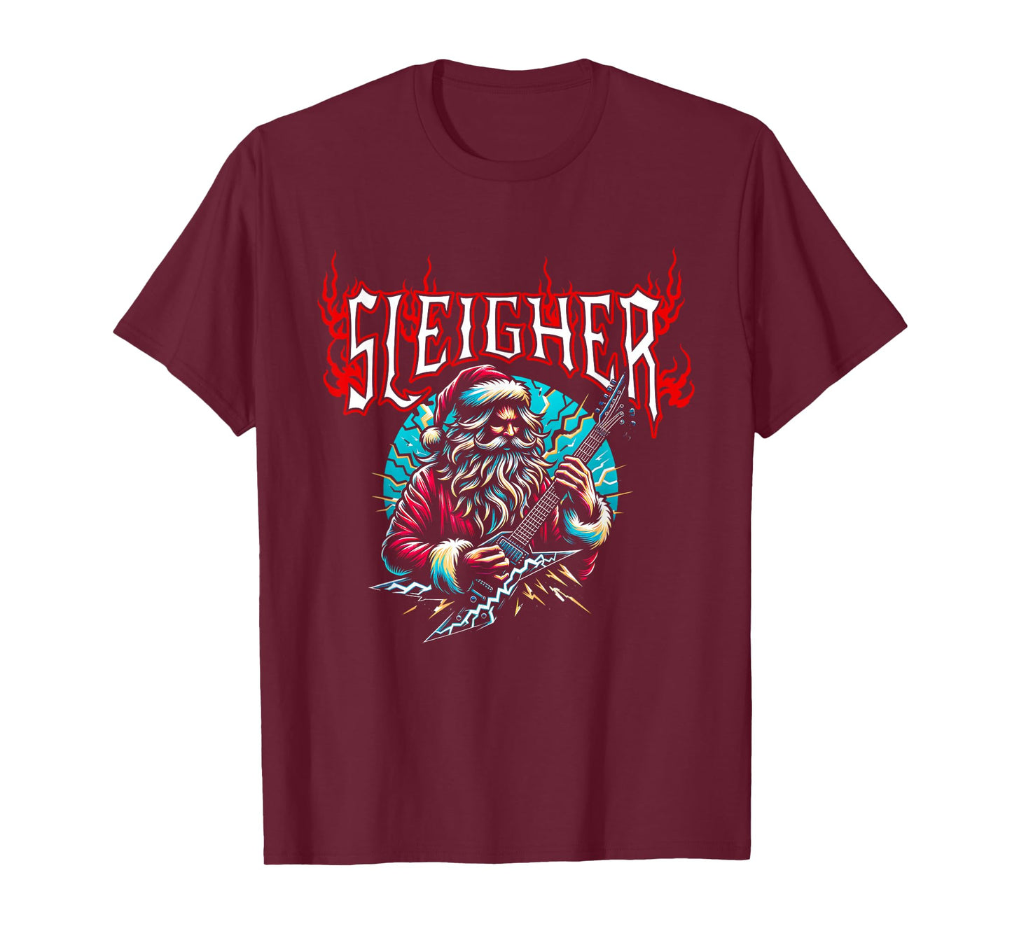 Sleigher Santa Funny Christmas Heavy Metal Music Men Women T-Shirt