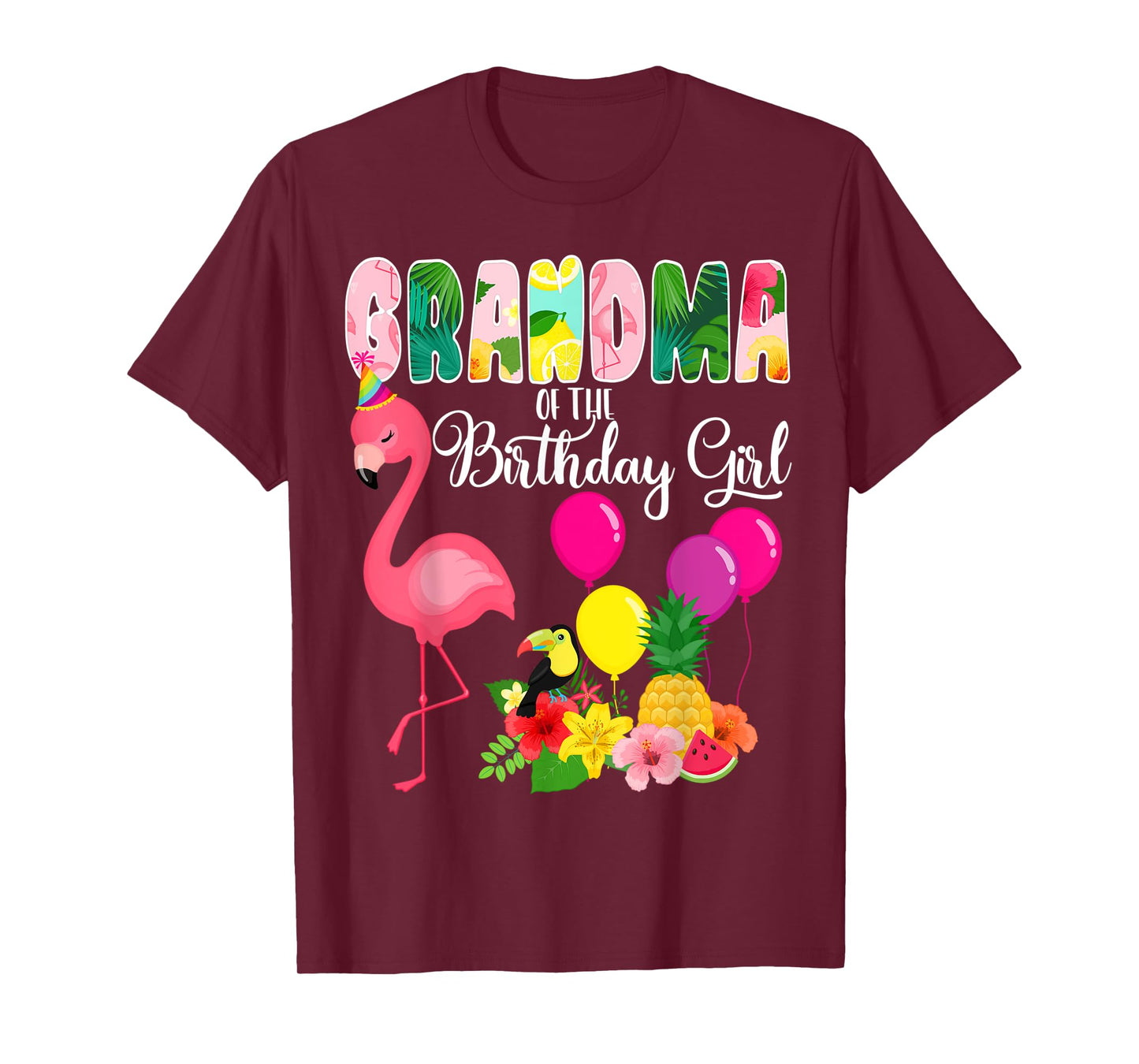 Flamingo Birthday Grandma Of The Birthday Girl Flamingo Bday T-Shirt