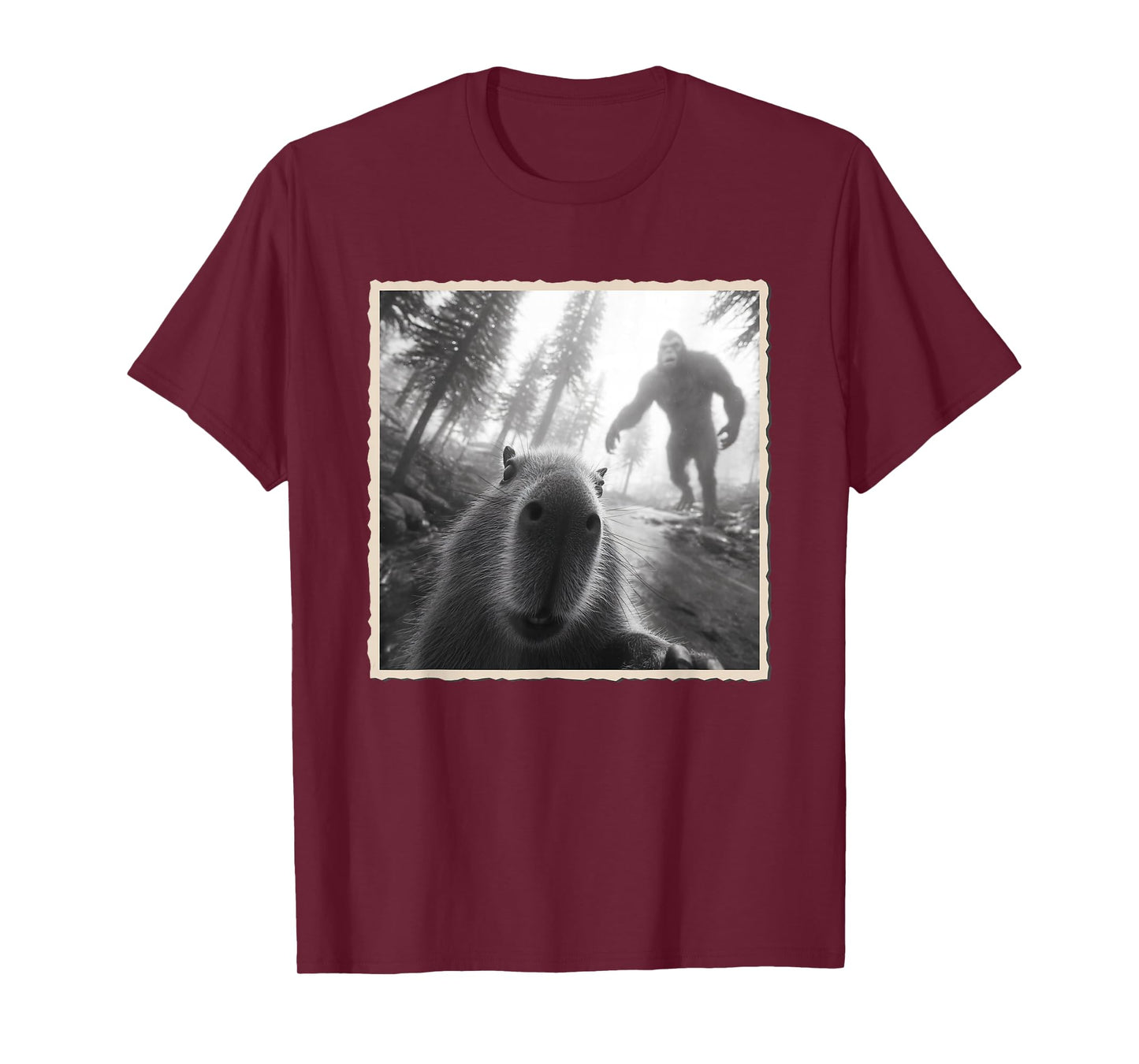 Capybara Scared Selfie With Bigfoot & Funny Sasquatch T-Shirt