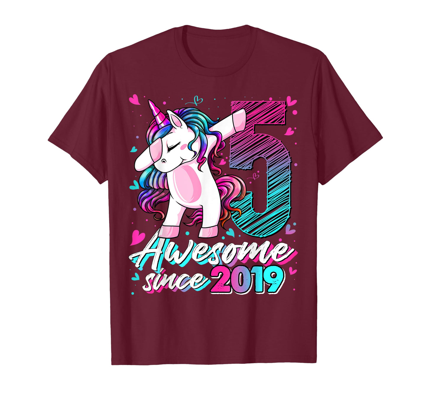 5 Years Old Flossing Unicorn Gifts 5th Birthday Girl Party T-Shirt