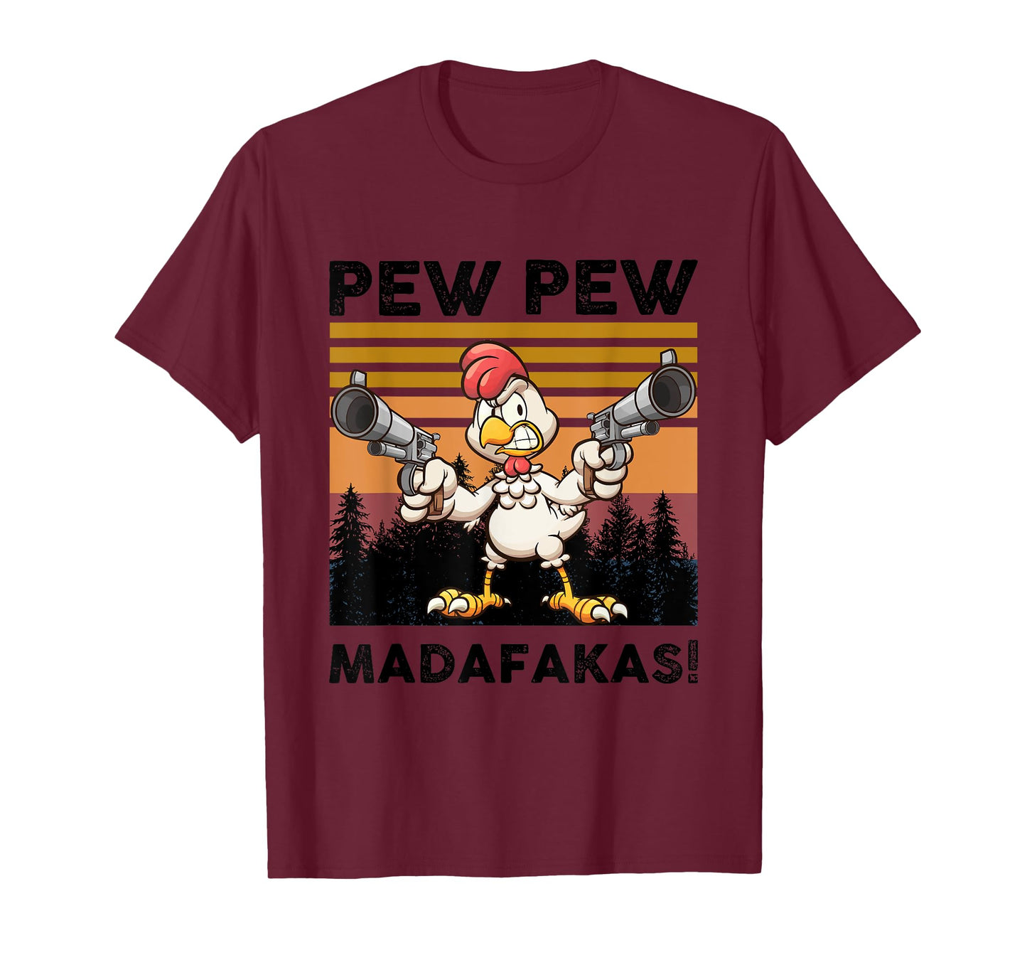 PEW Madafakas Turkey With Gun Retro Vintage Thanksgiving T-Shirt