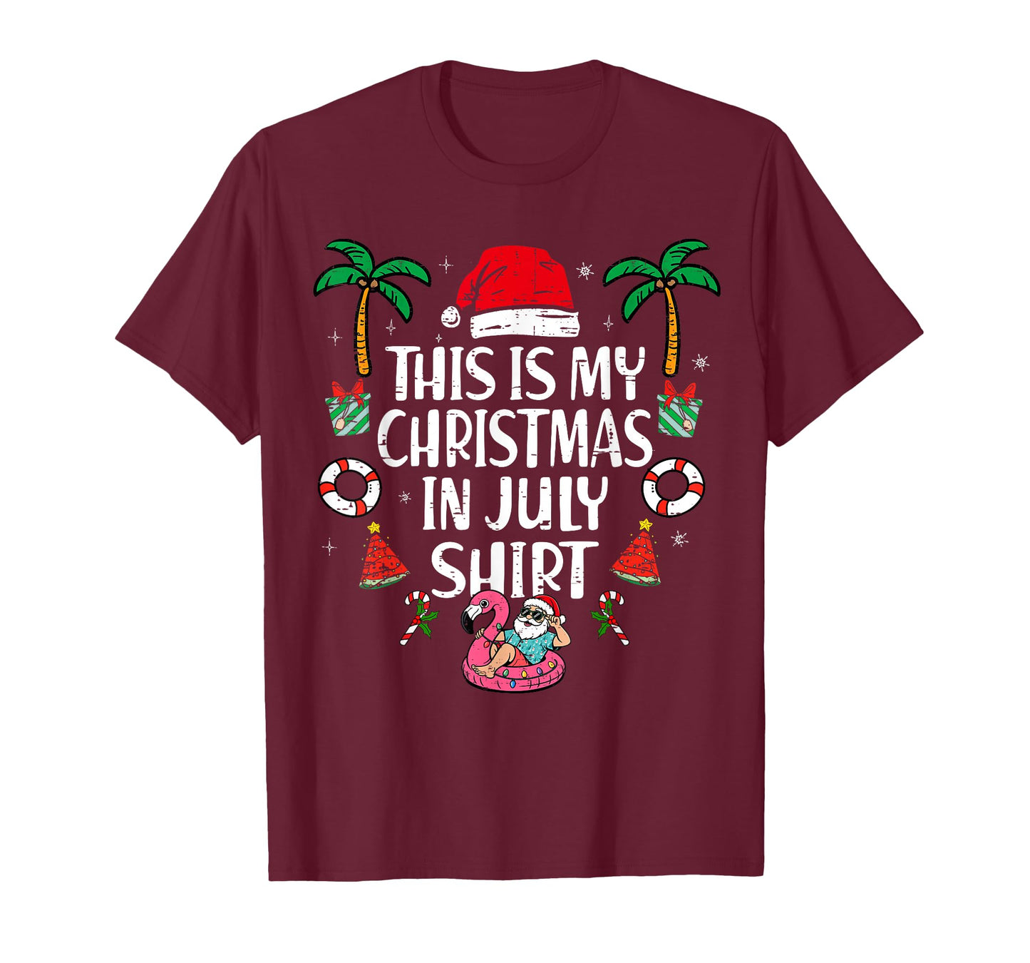 This Is My Christmas In July Shirt Men Women Kids Santa Xmas T-Shirt