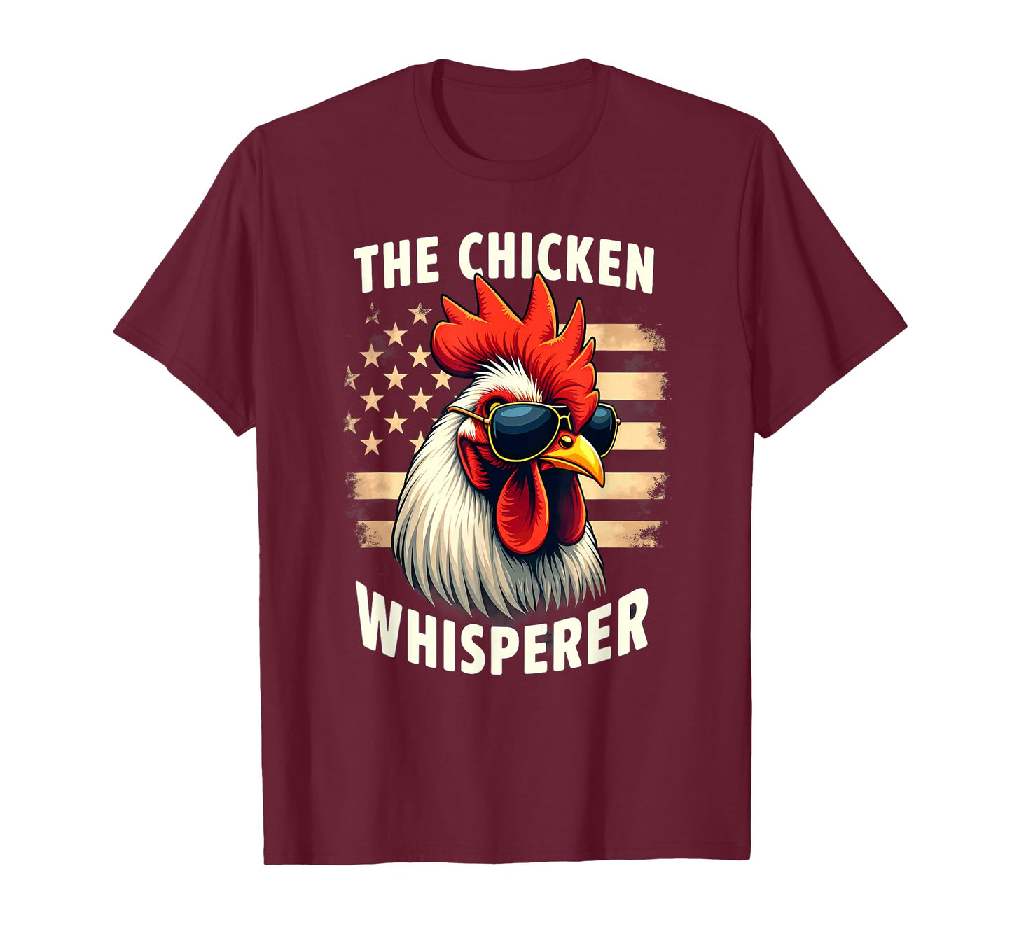 Farmer US Flag Chicken Whisperer Rooster T-Shirt