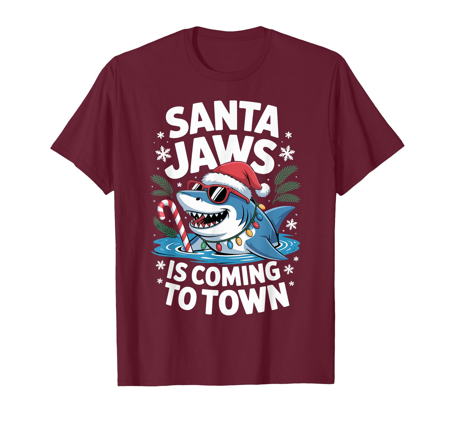 Santa Jaws Sharkmas Xmas Shark Christmas In July T-Shirt