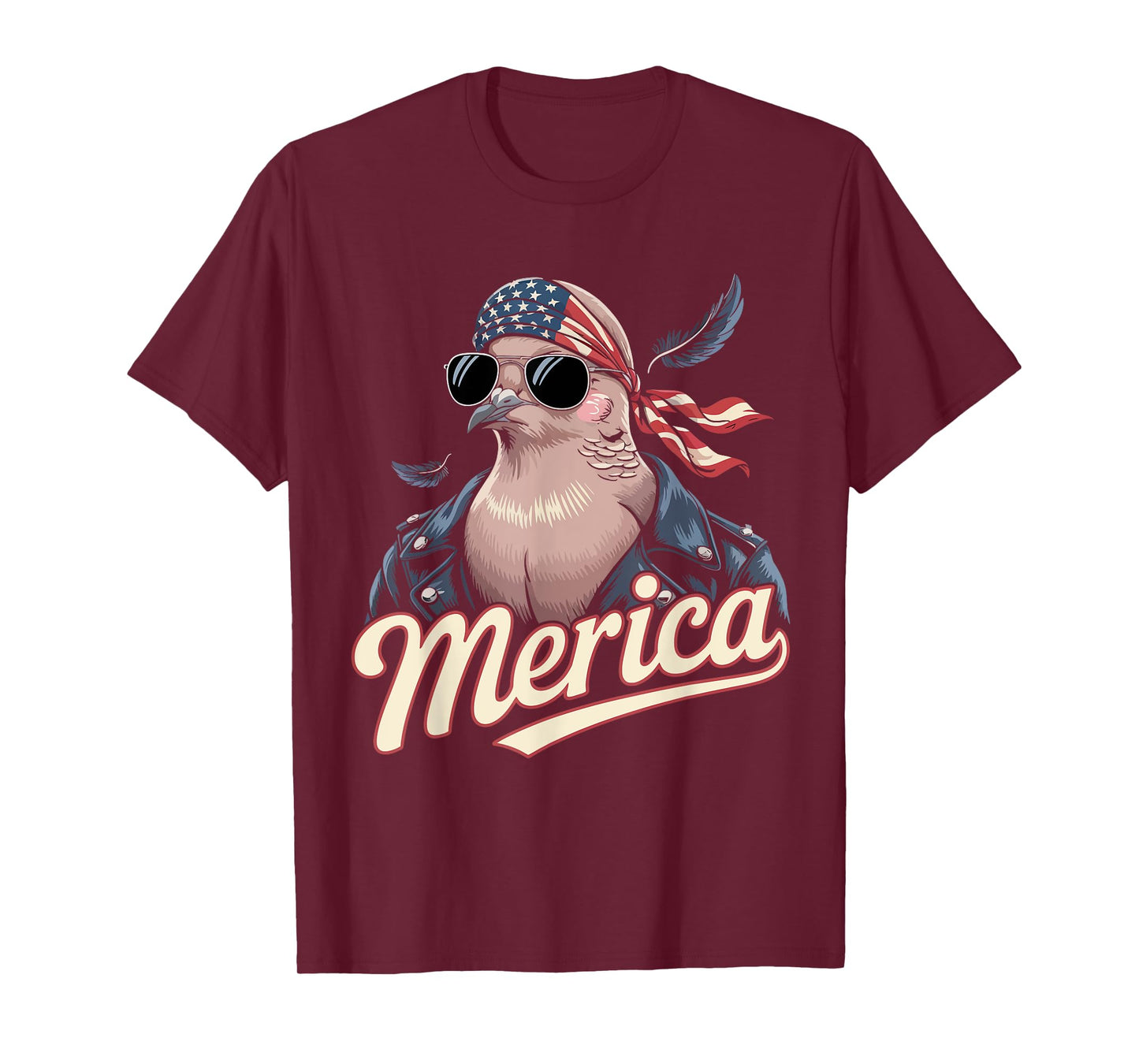 Mourning Dove Bird Lover Sunglasses USA Flag 4th of July T-Shirt