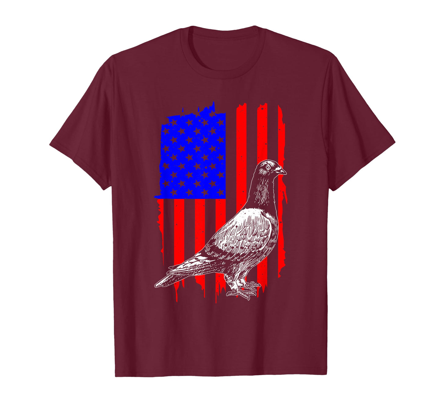 Cool Pigeon Design Men Women Patriotic US Flag Pigeon Lovers T-Shirt