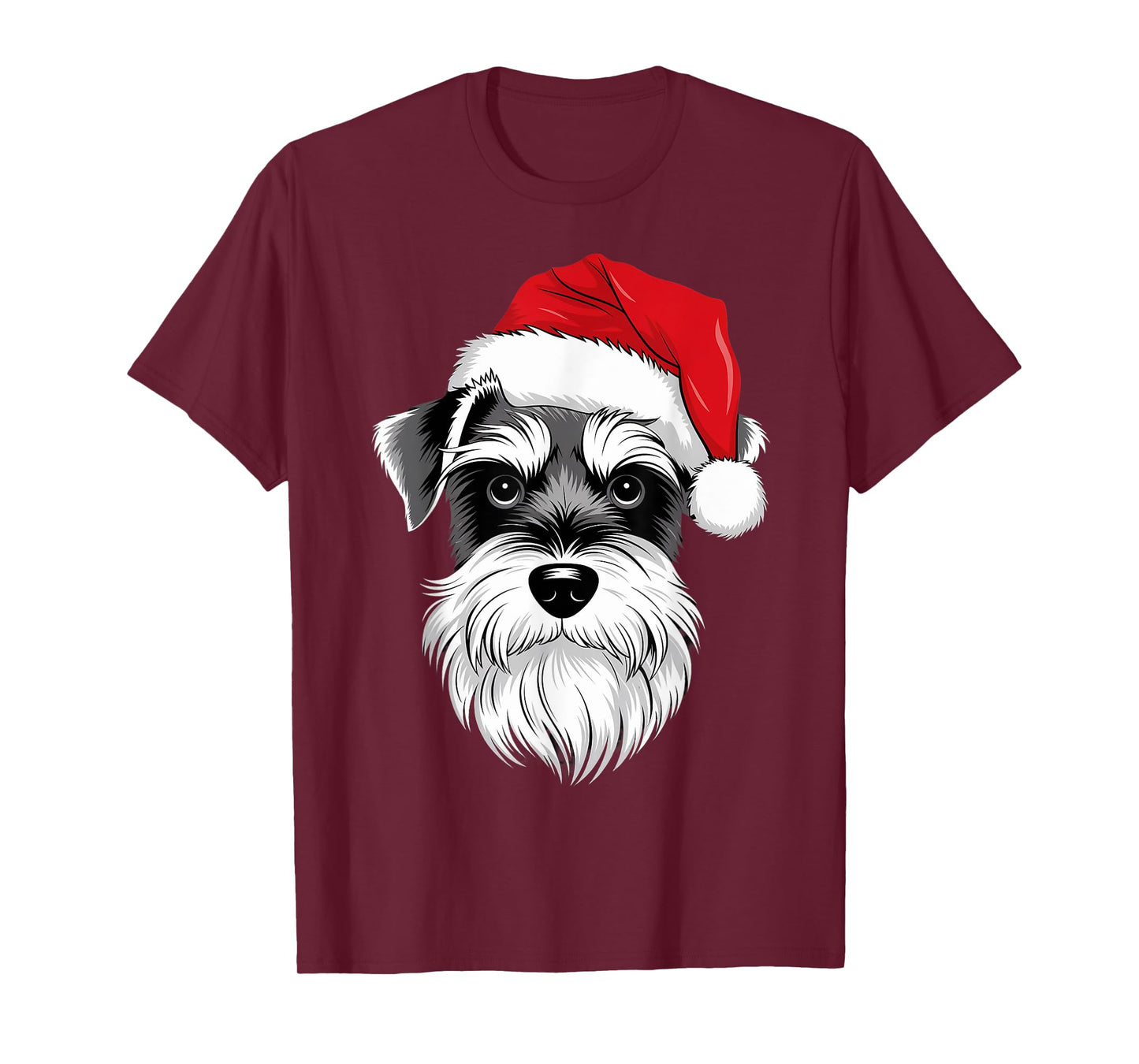 Mini Schnauzer Santa Dog on Miniature Schnauzer Christmas T-Shirt