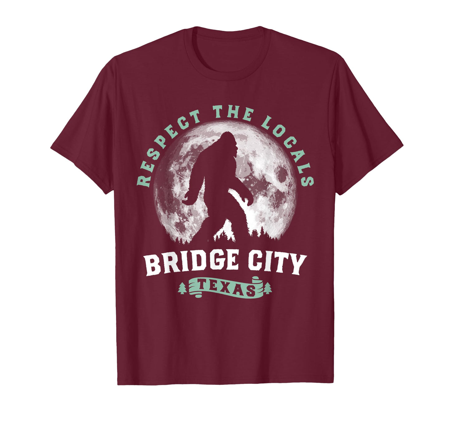 Bridge City Texas Bigfoot Night Walk Retro Moon T-Shirt