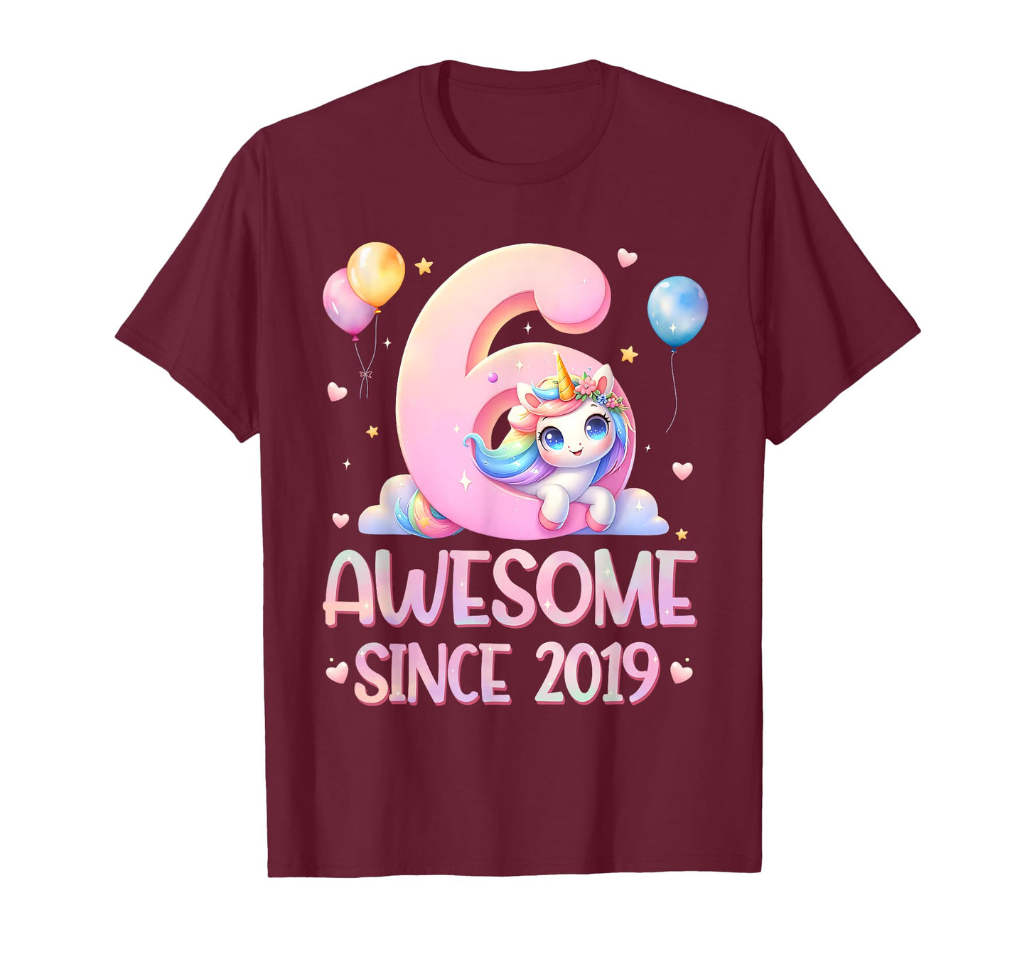 Unicorn 6th Birthday 6 Year Old Unicorn Party Girls Outfit T-Shirt