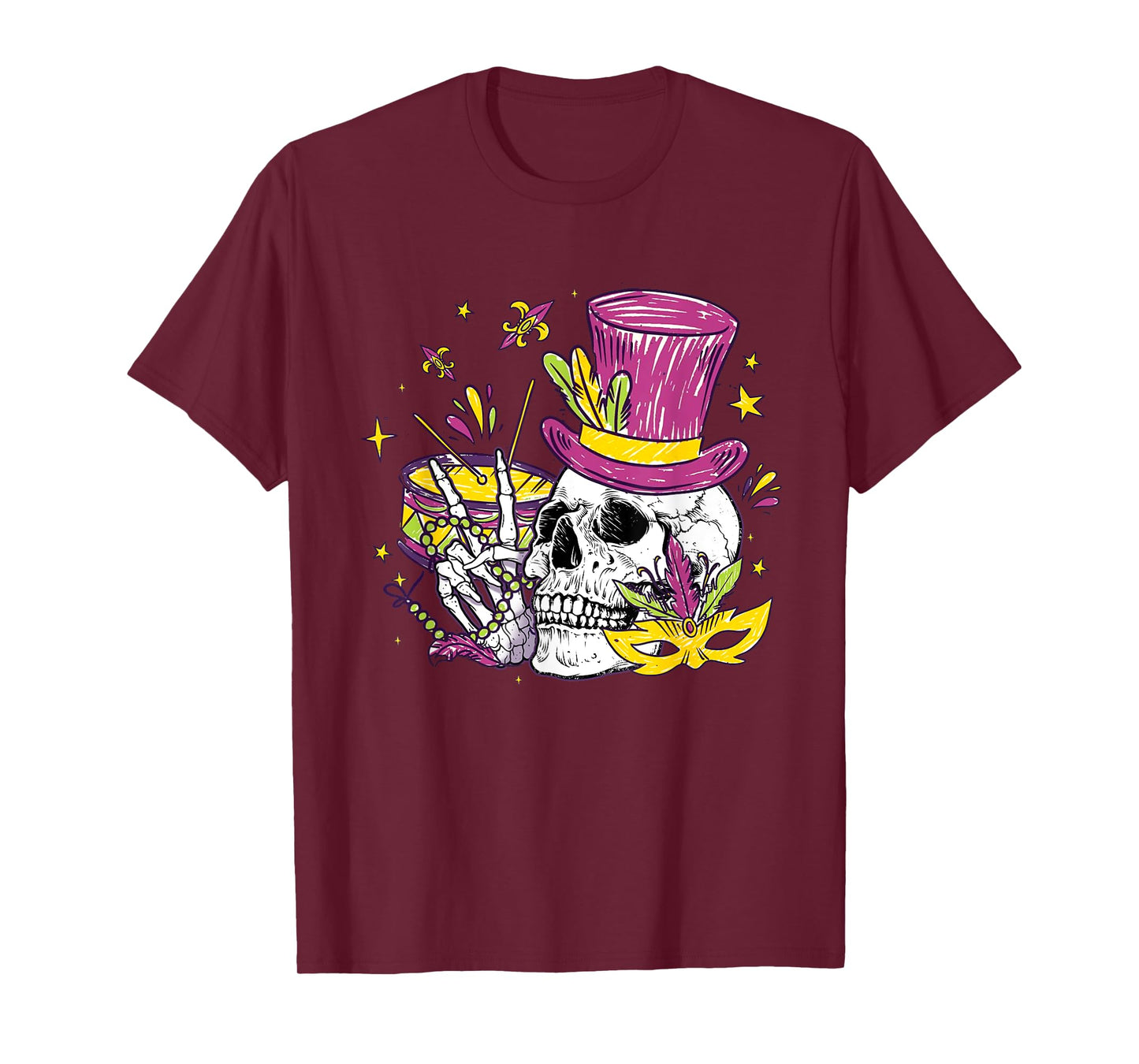 Funny Sugar Skull Mardi Gras Party Apparel Men Women Kids T-Shirt