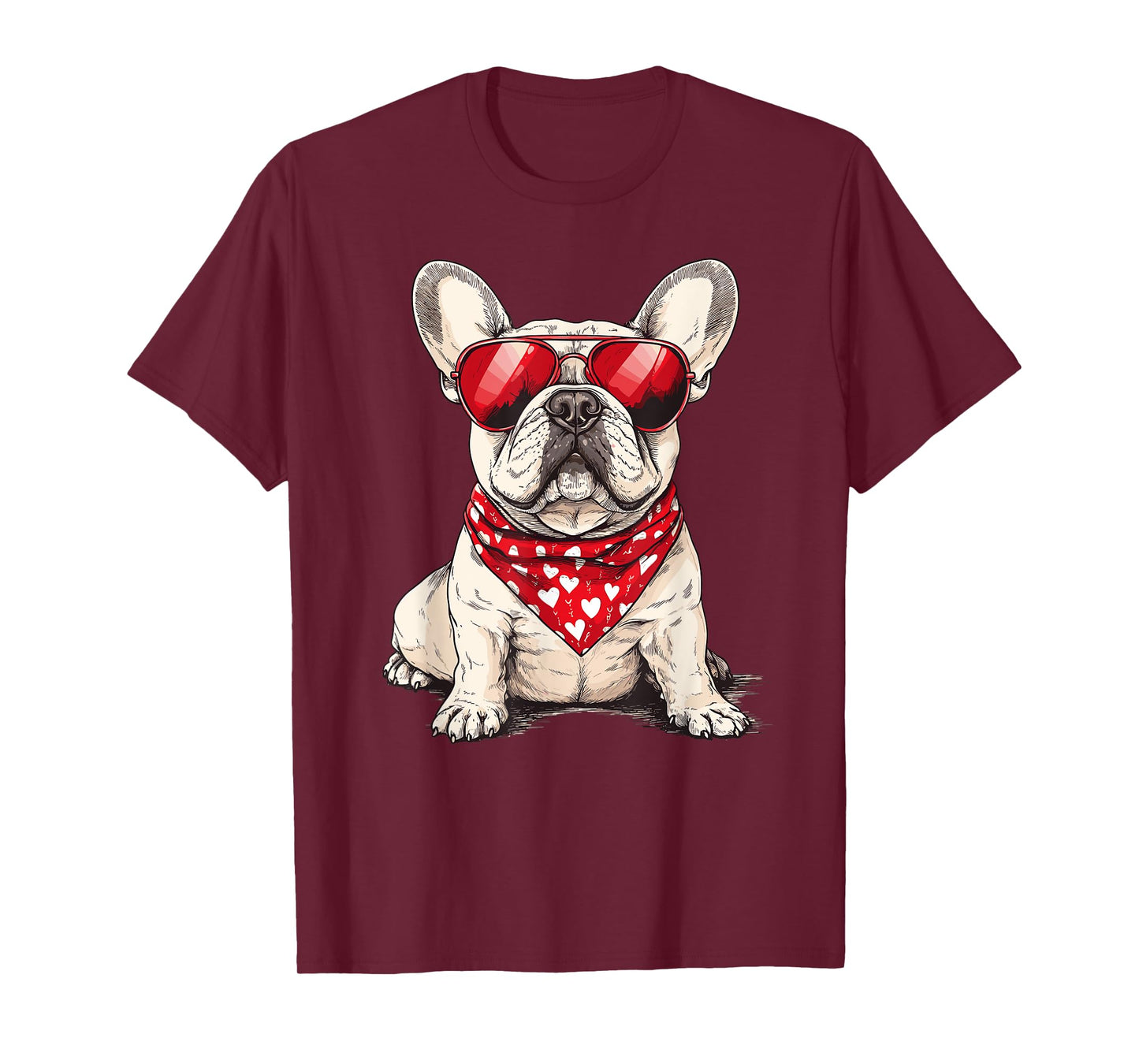 Frenchie Heart Bandana Cool French Bulldog Lover Valentines T-Shirt