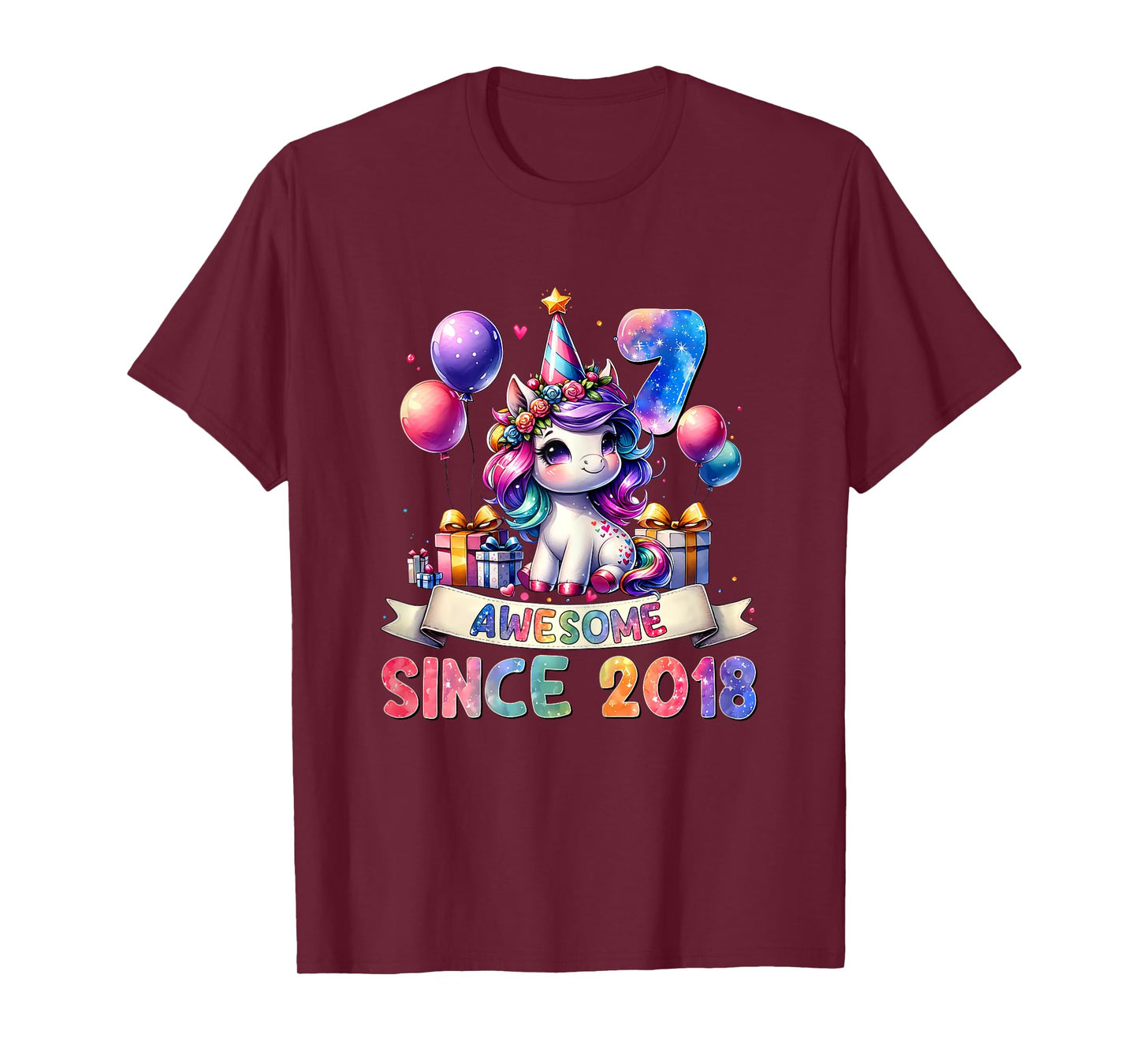 7 Year Old Unicorn Gifts For Girls 7th Birthday Girl Party T-Shirt
