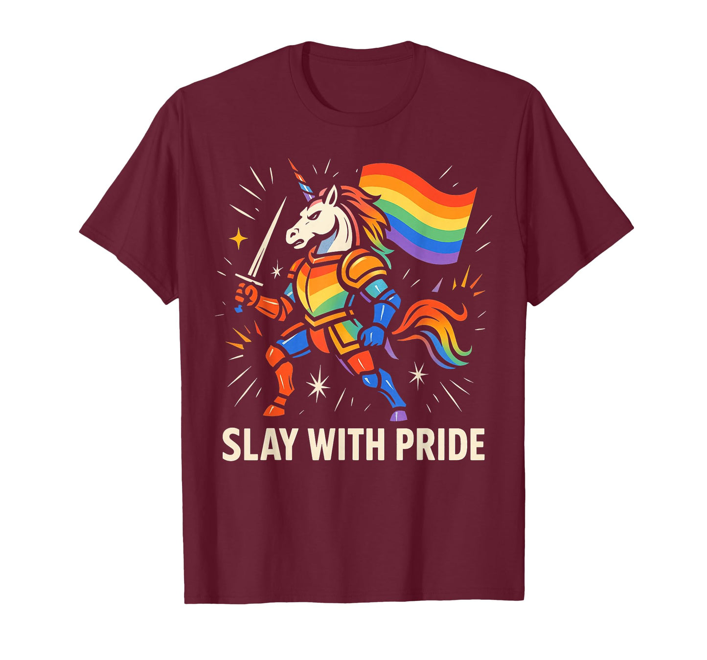 Slay With Pride Rainbow Unicorn Armor T-Shirt