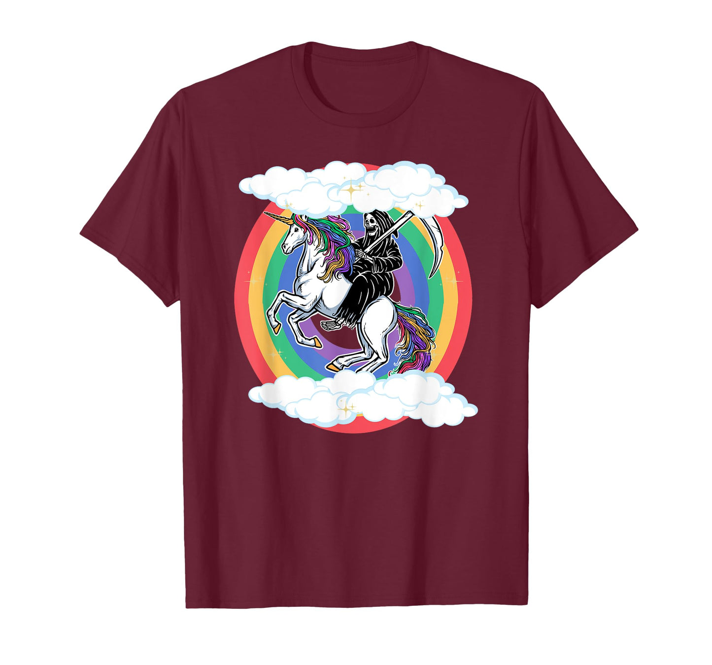 Skeleton Riding Unicorn Funny Unicorns Rainbow Lover Graphic T-Shirt