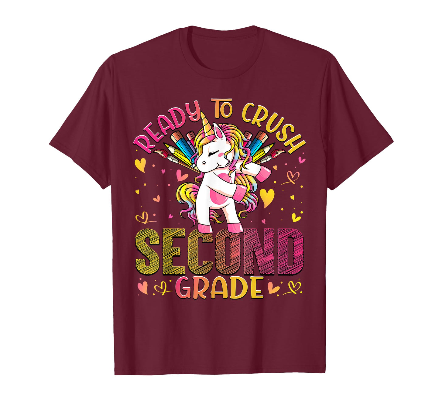 Ready to Crush Second 2nd Grade Back To School Unicorn Kids T-Shirt