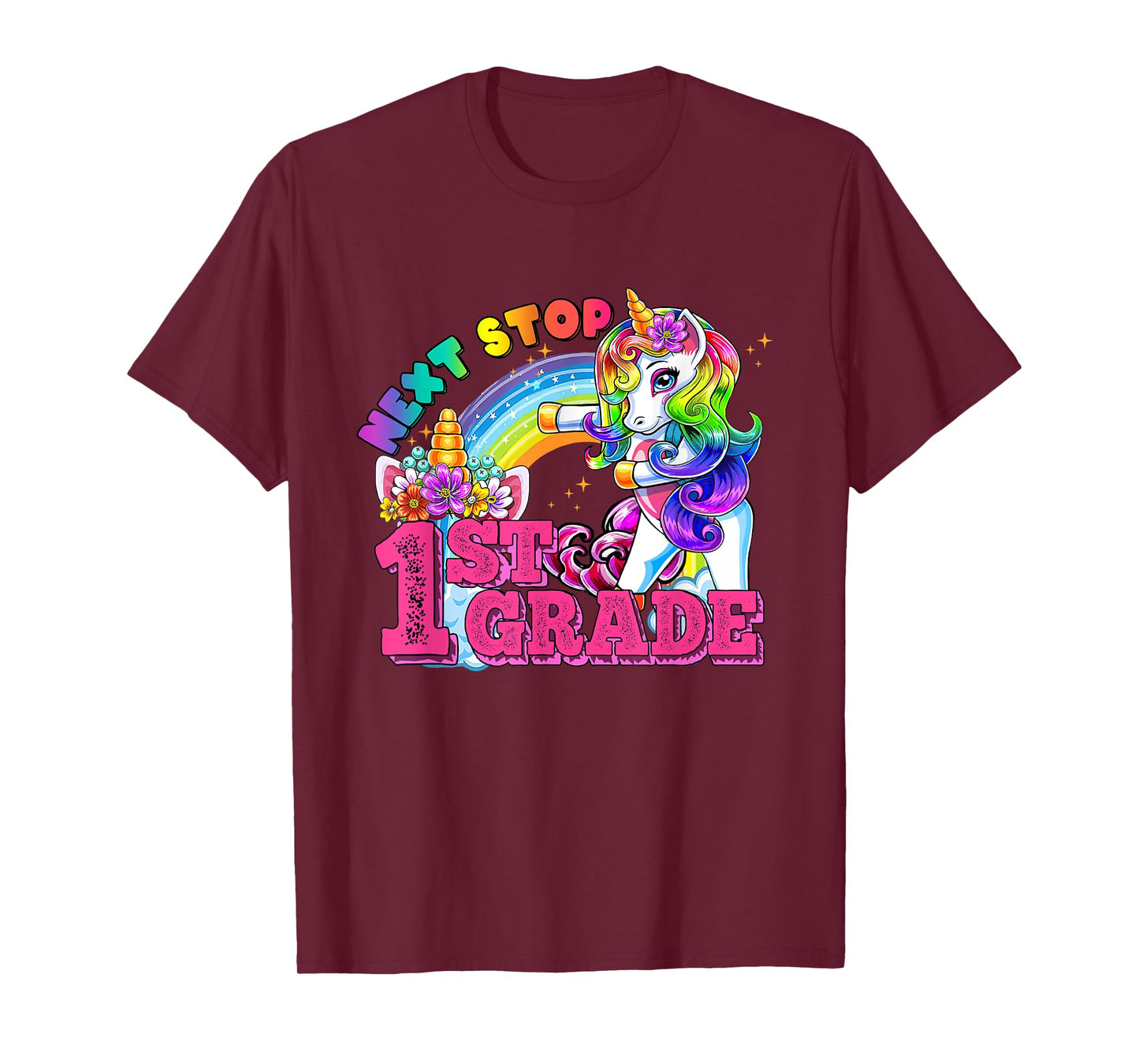 Next stop 1st grade First Grade Here I come Flossing Unicorn T-Shirt
