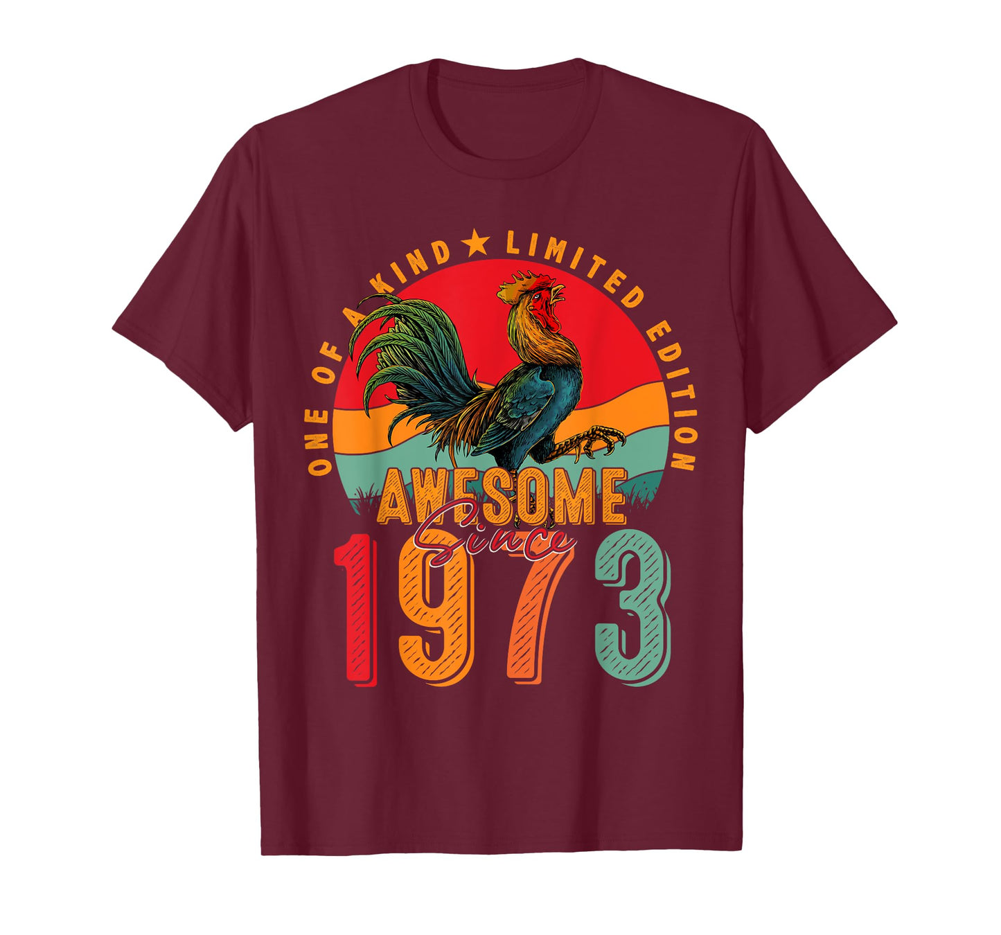 52nd Birthday Chicken Awesome Since 1973 Farmer 52 Years Old T-Shirt