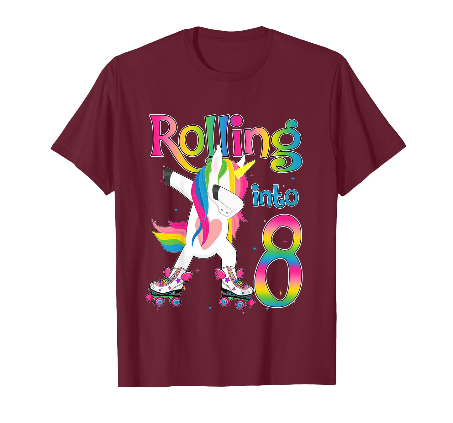 Rolling Into 8 years Let's Roll I'm Turning 8 Roller Skate T-Shirt