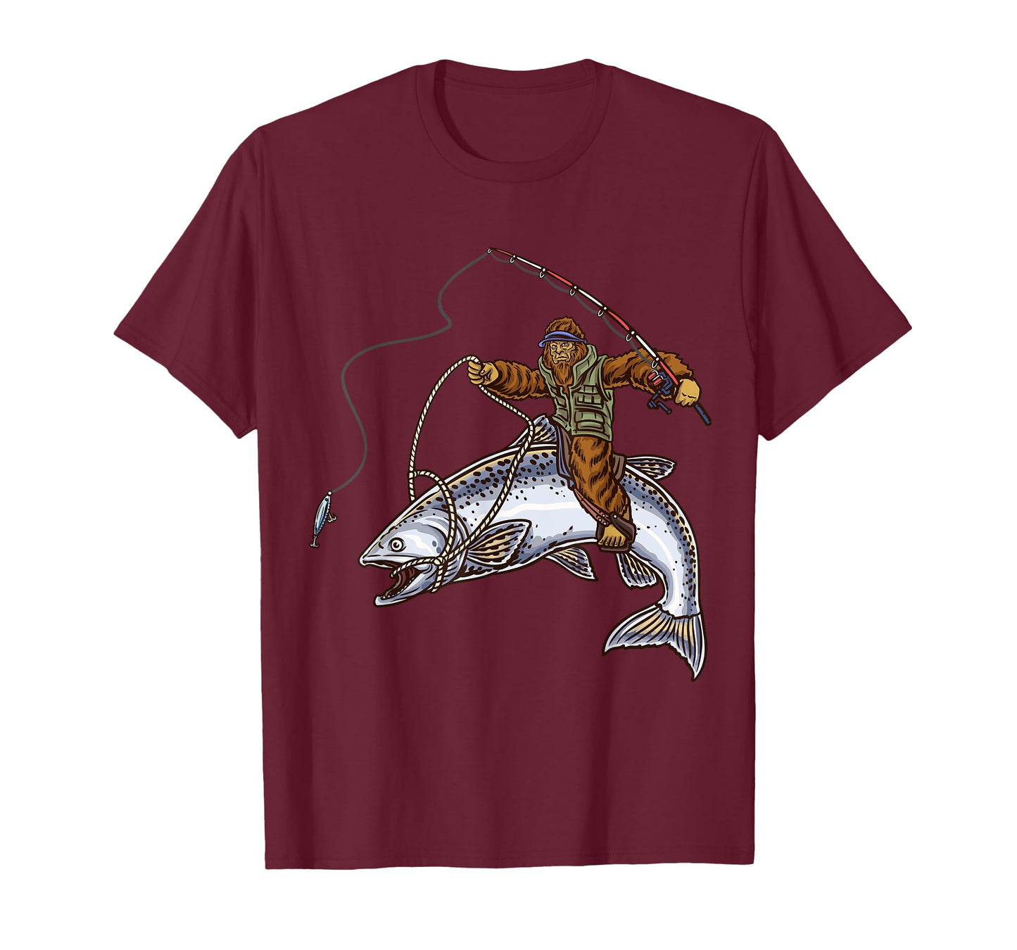 King Salmon Fishing Trout Hunting Bigfoot Fishermen T-Shirt