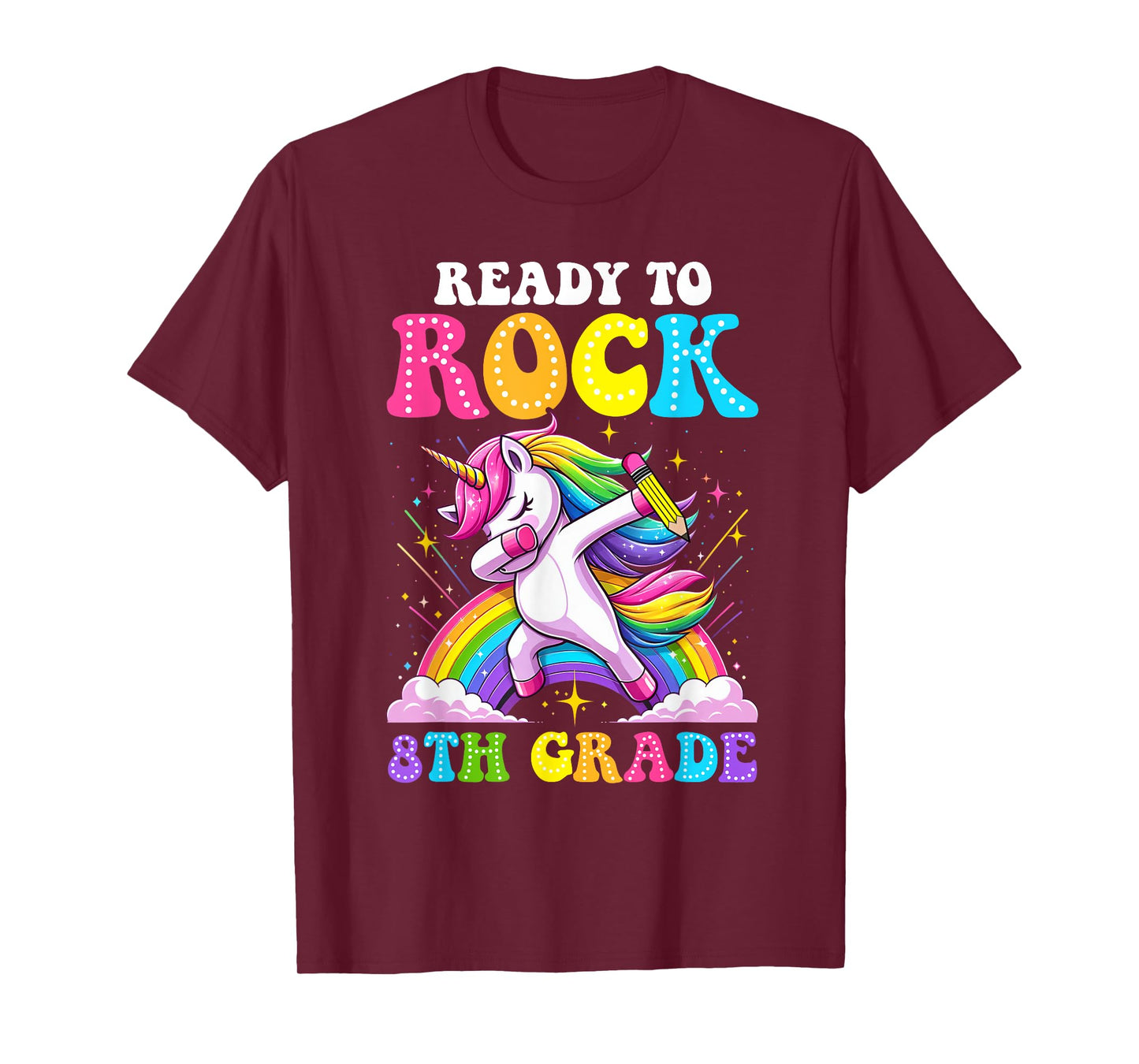 Ready To Rock 8th Grade Dabbing Unicorn Back To School Girls T-Shirt