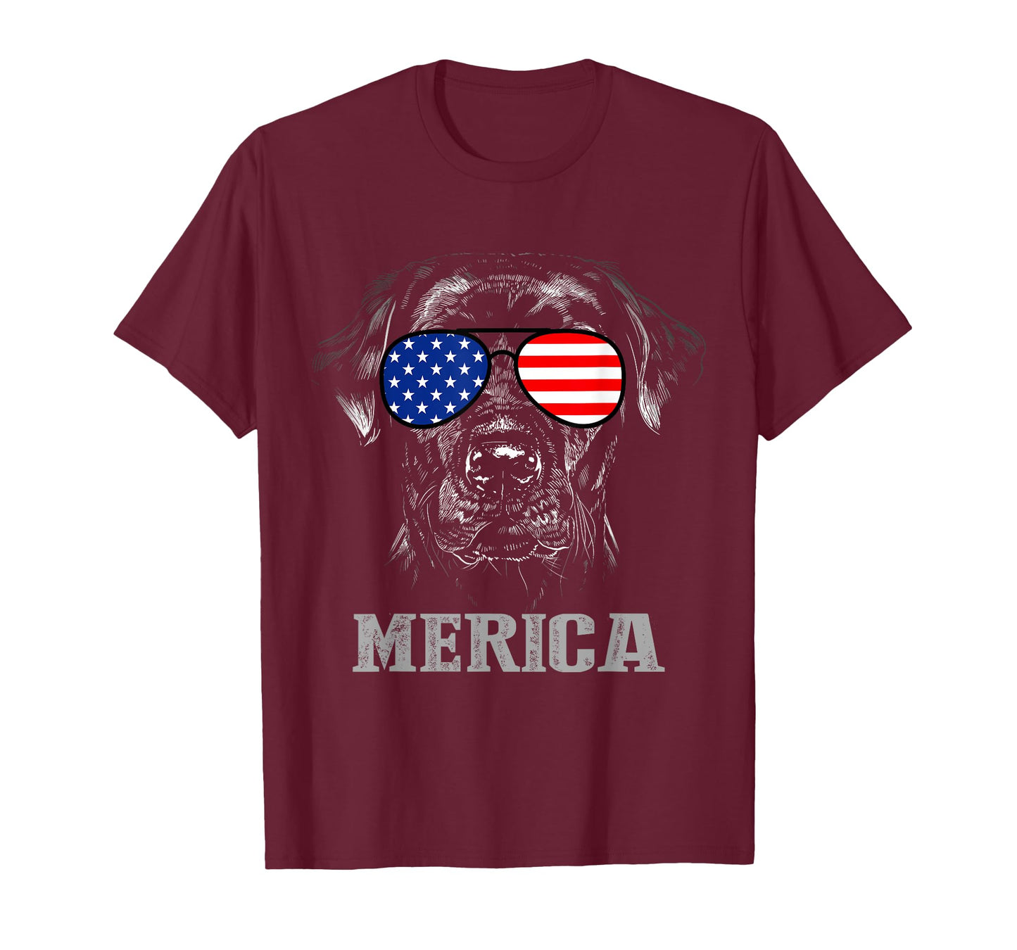 Labrador Retriever Patriotic Dog Merica 4th of July USA Flag T-Shirt