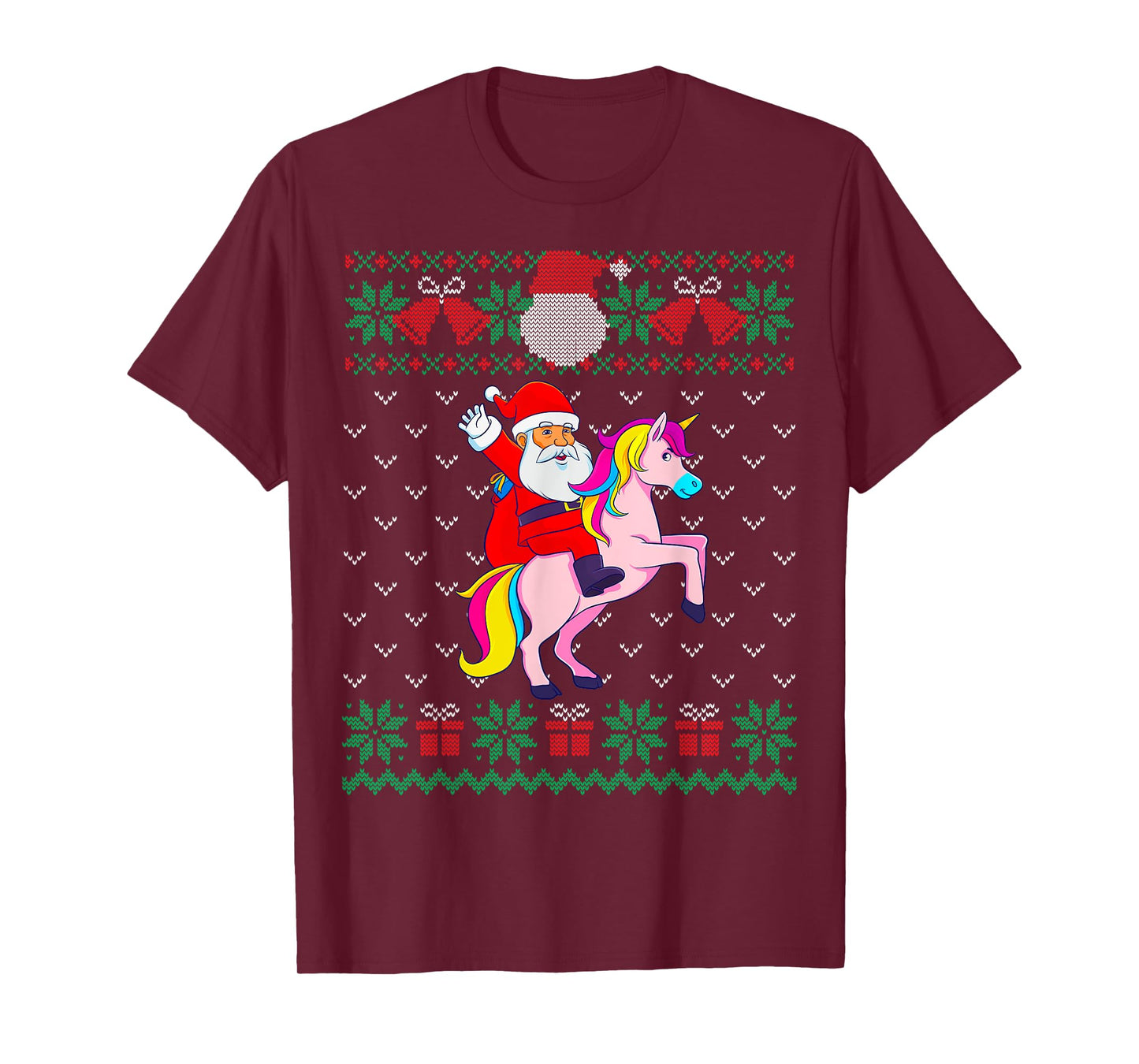 Santa Riding Unicorn, Ugly Christmas Sweater, Women Girls T-Shirt
