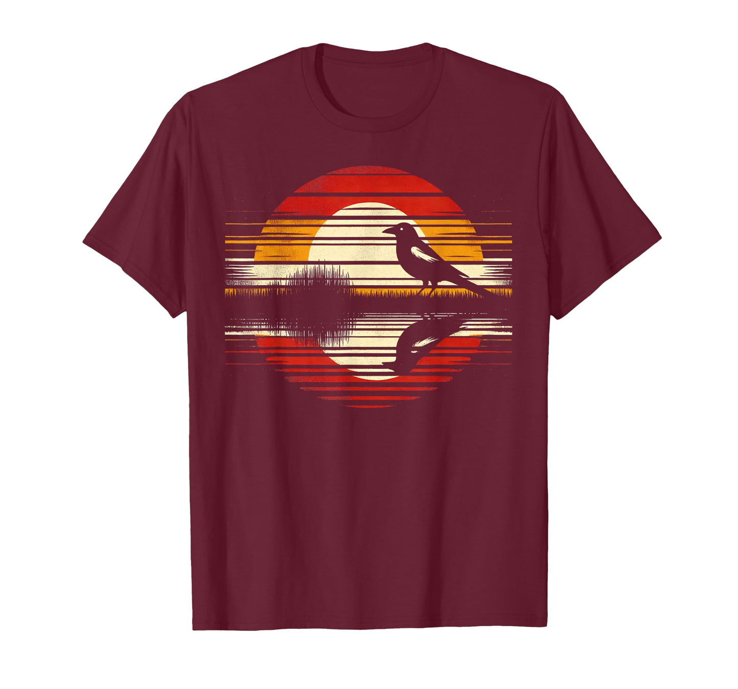 Magpie Bird Sunset Retro Style Safari Vintage 70s T-Shirt