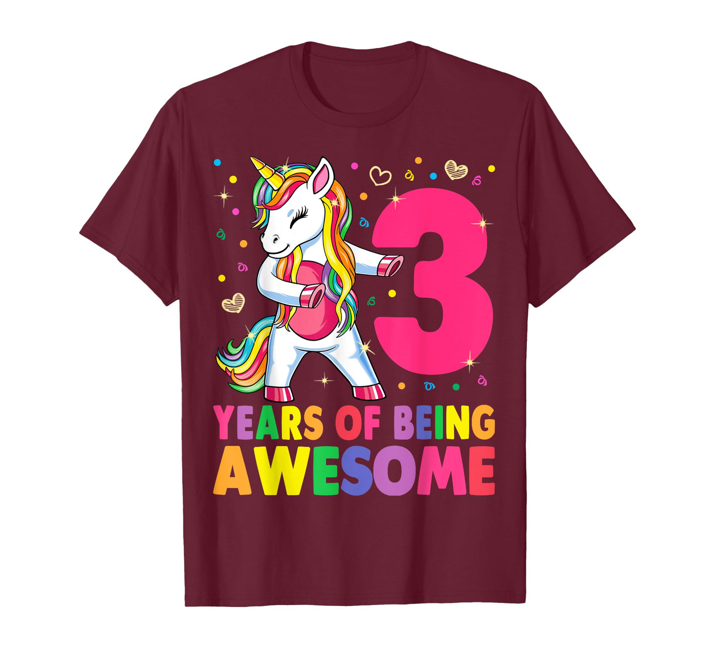 3 Years Old Unicorn Flossing 3rd Birthday Girl Unicorn Party T-Shirt