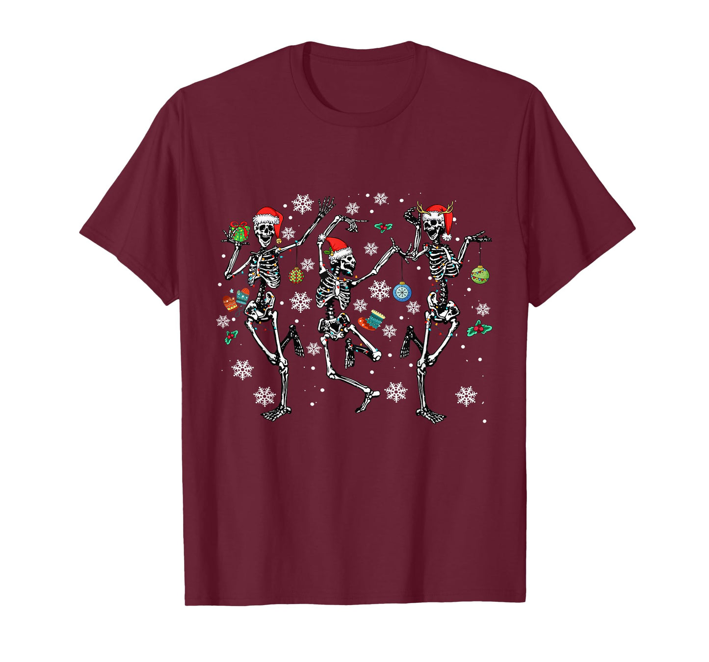 Christmas Skeleton Dancing Xmas 2025 Men Women Kids T-Shirt