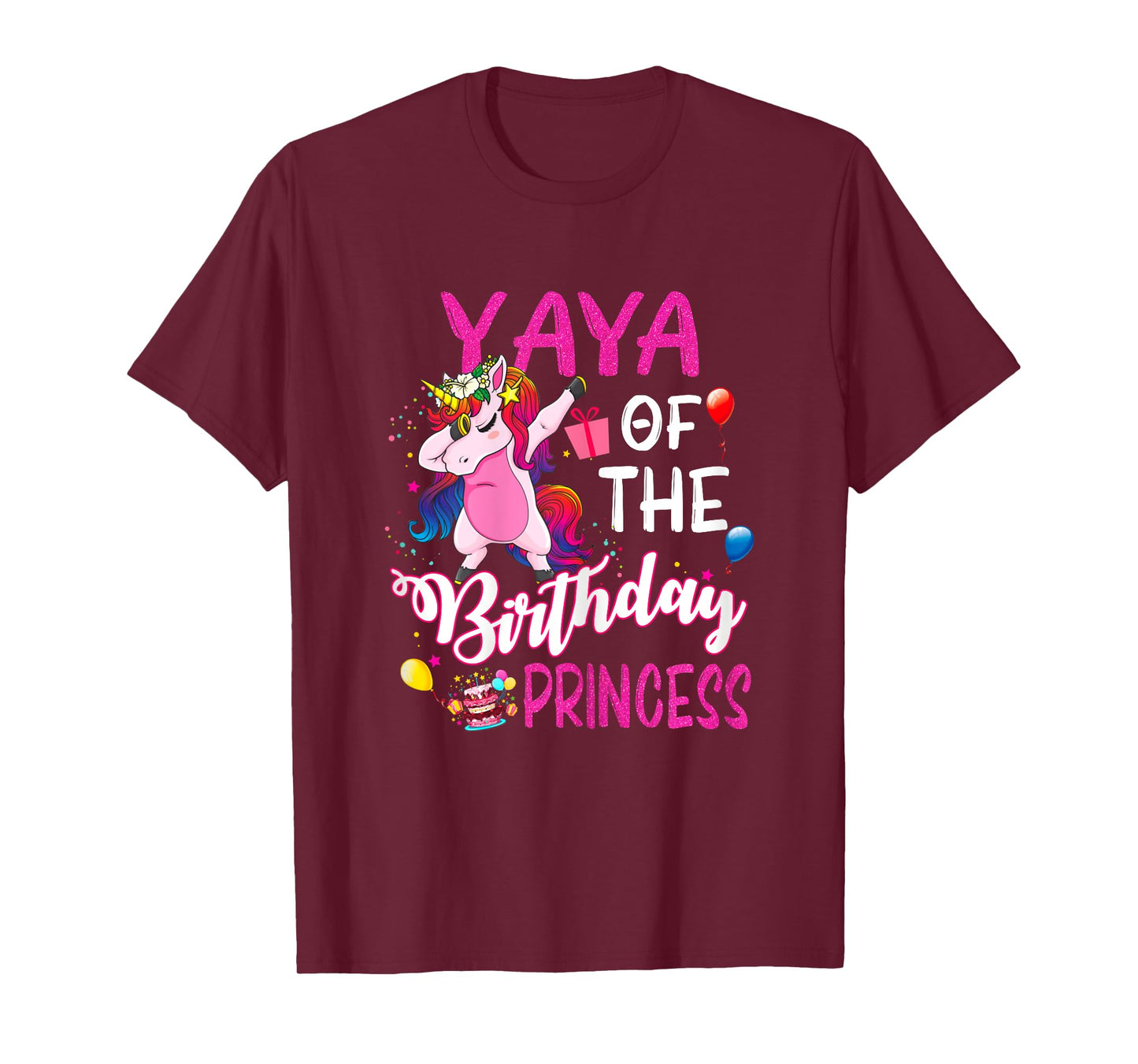 Yaya Of The Birthday Princess Unicorn Girl T-Shirt