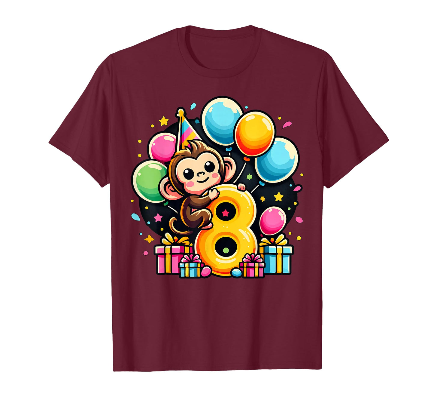 Monkey 8th birthday boy girl 8 years old eighth eight Monkey T-Shirt