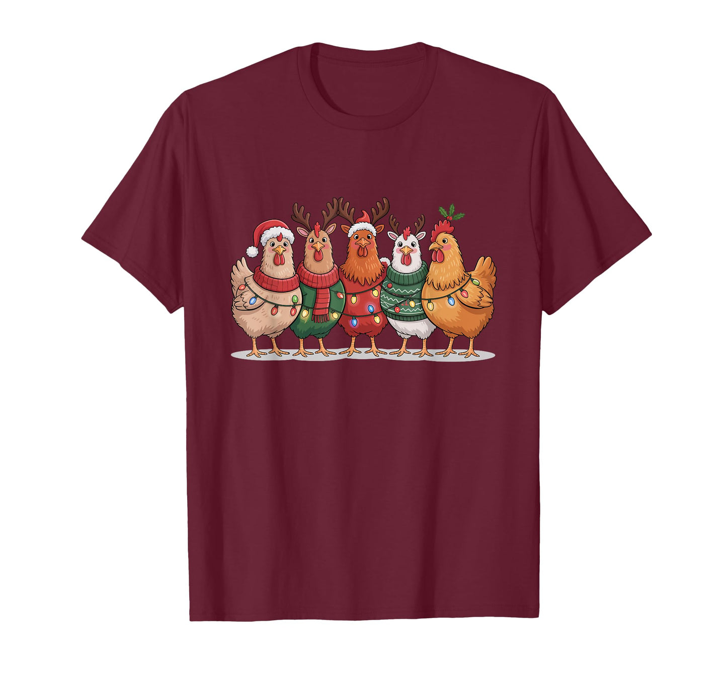 Christmas Lights Chicken Santa Funny Xmas Tree for Men Women T-Shirt