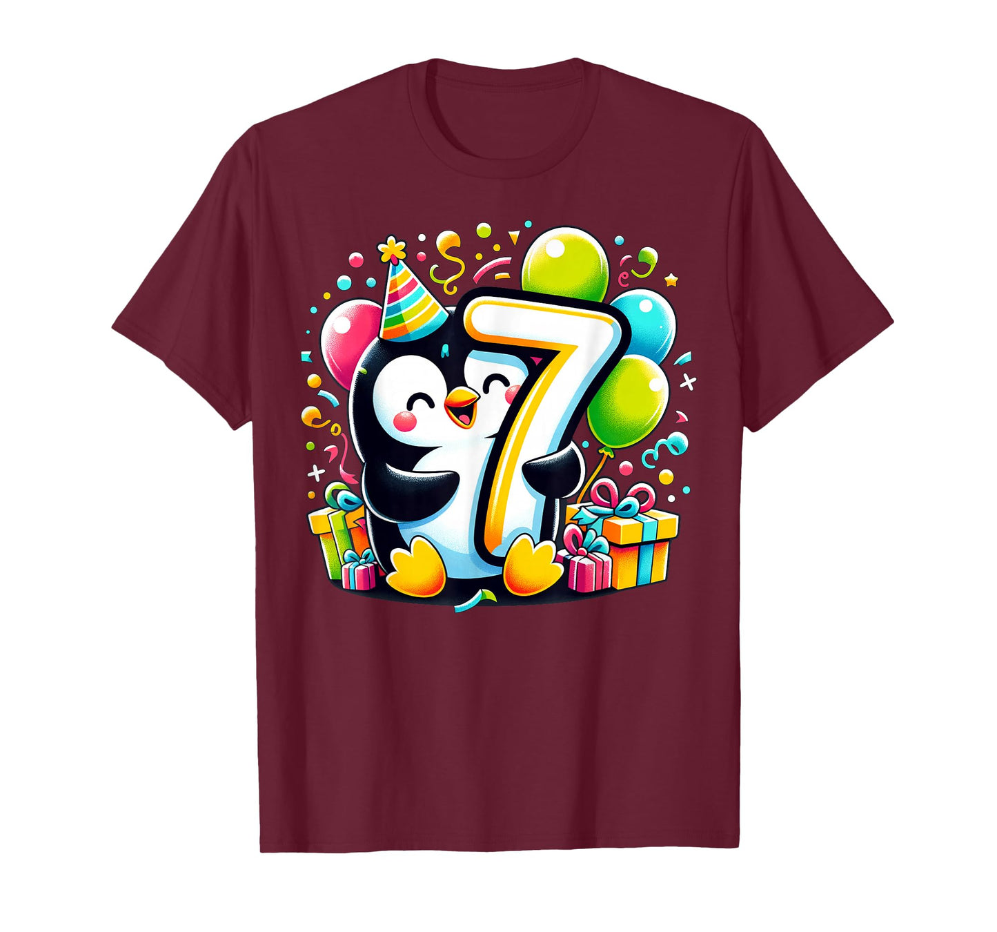 Penguin 7th birthday for boy girl 7 years old seven Penguin T-Shirt