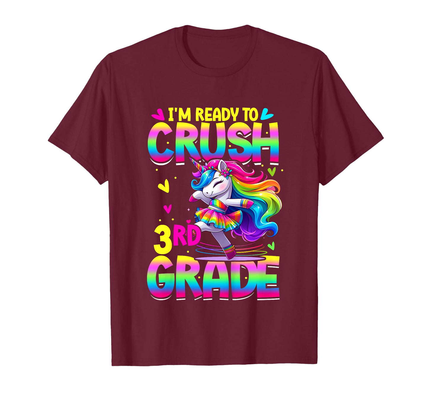 I'm Ready To Crush 3rd Grade Back To School Dancing Unicorn T-Shirt