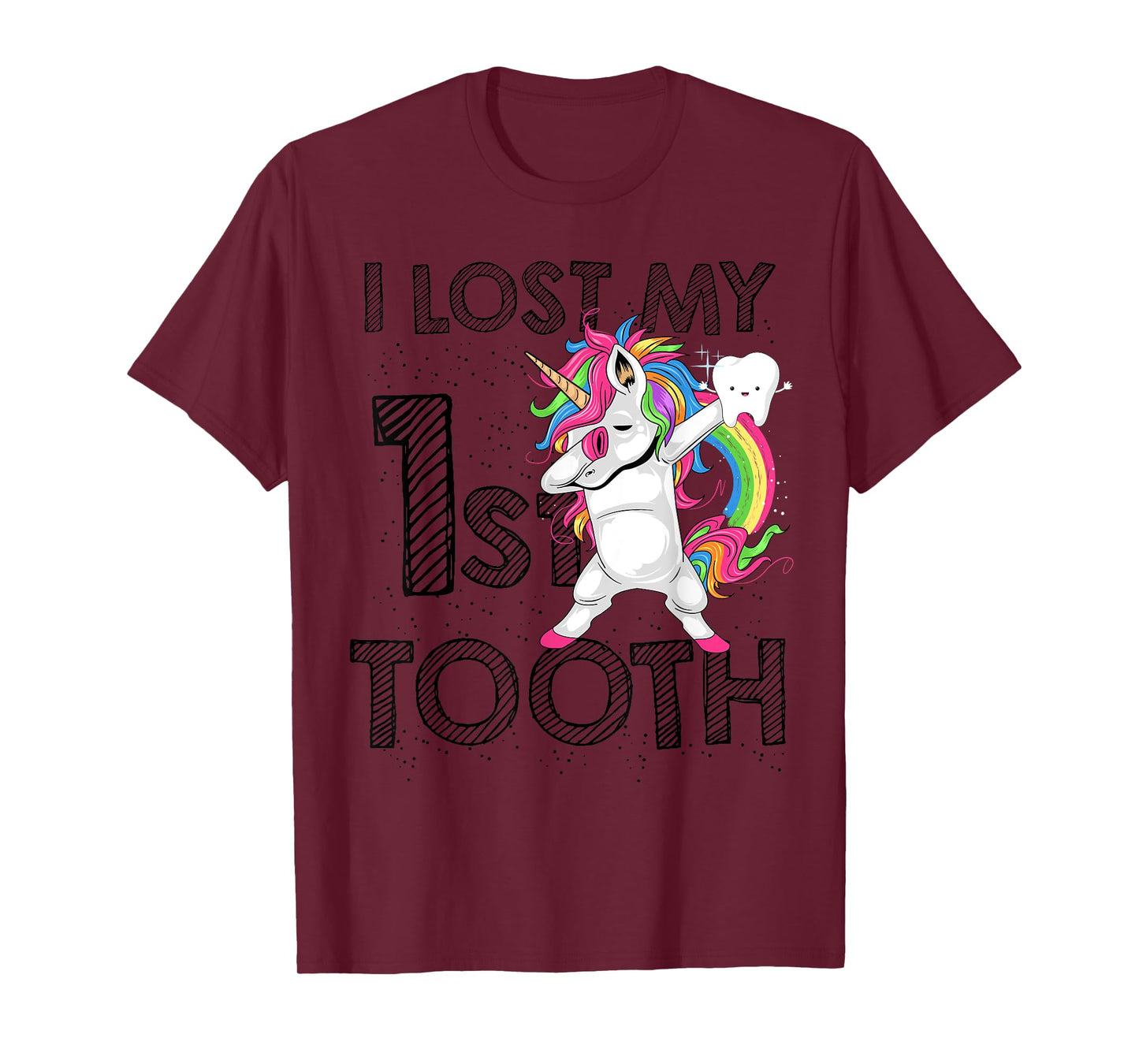 I Lost My First Tooth Baby Teeth Out Fairy Unicorn Dabbing T-Shirt
