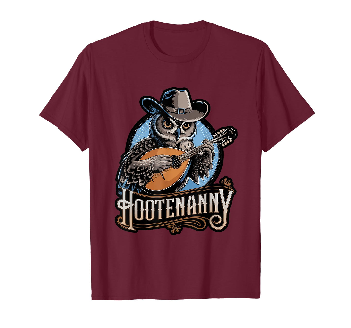 Hootenanny Owl Lover Musical Instrument Folk Music T-Shirt