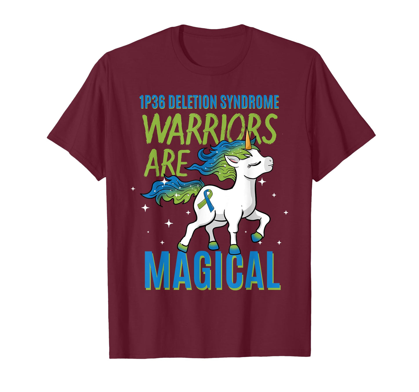 1P36 Deletion Syndrome Awareness Ribbon Unicorn Warrior T-Shirt