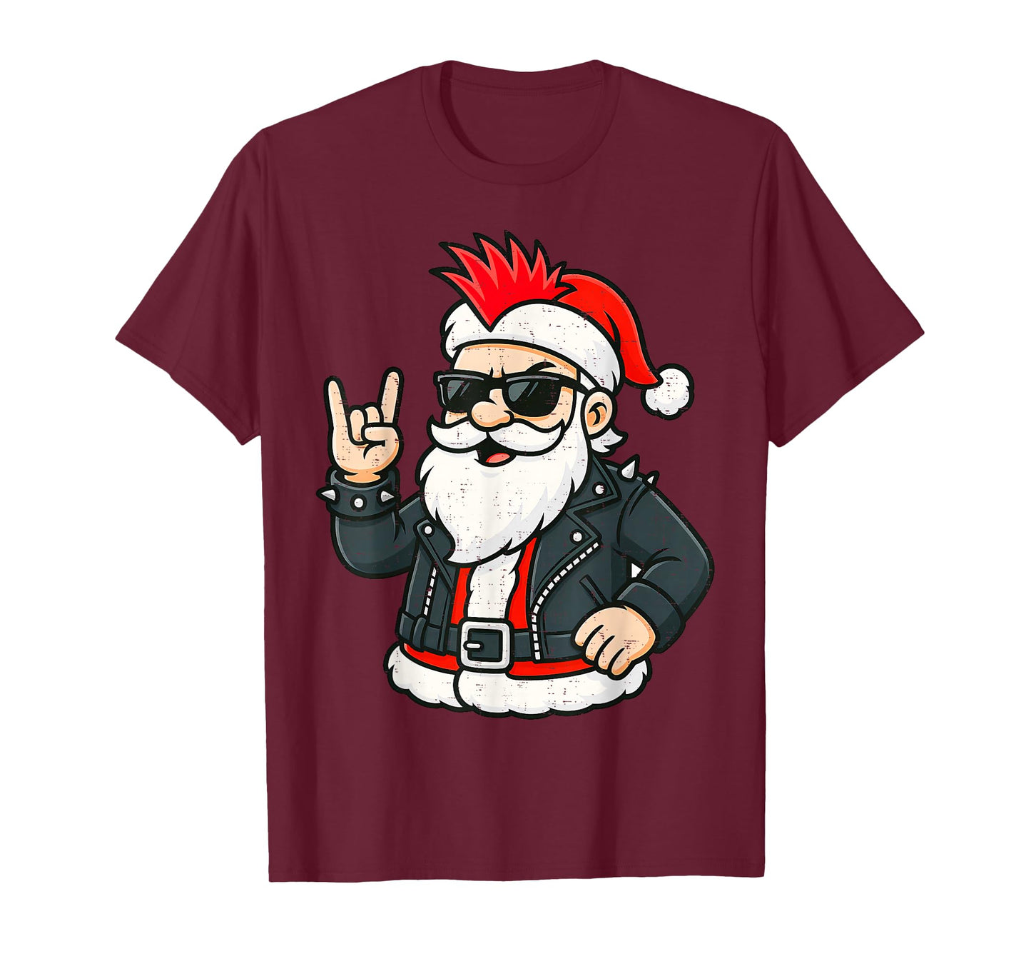 Punk Rock Santa Claus Emo Christmas Rocker Pajamas Men Women T-Shirt