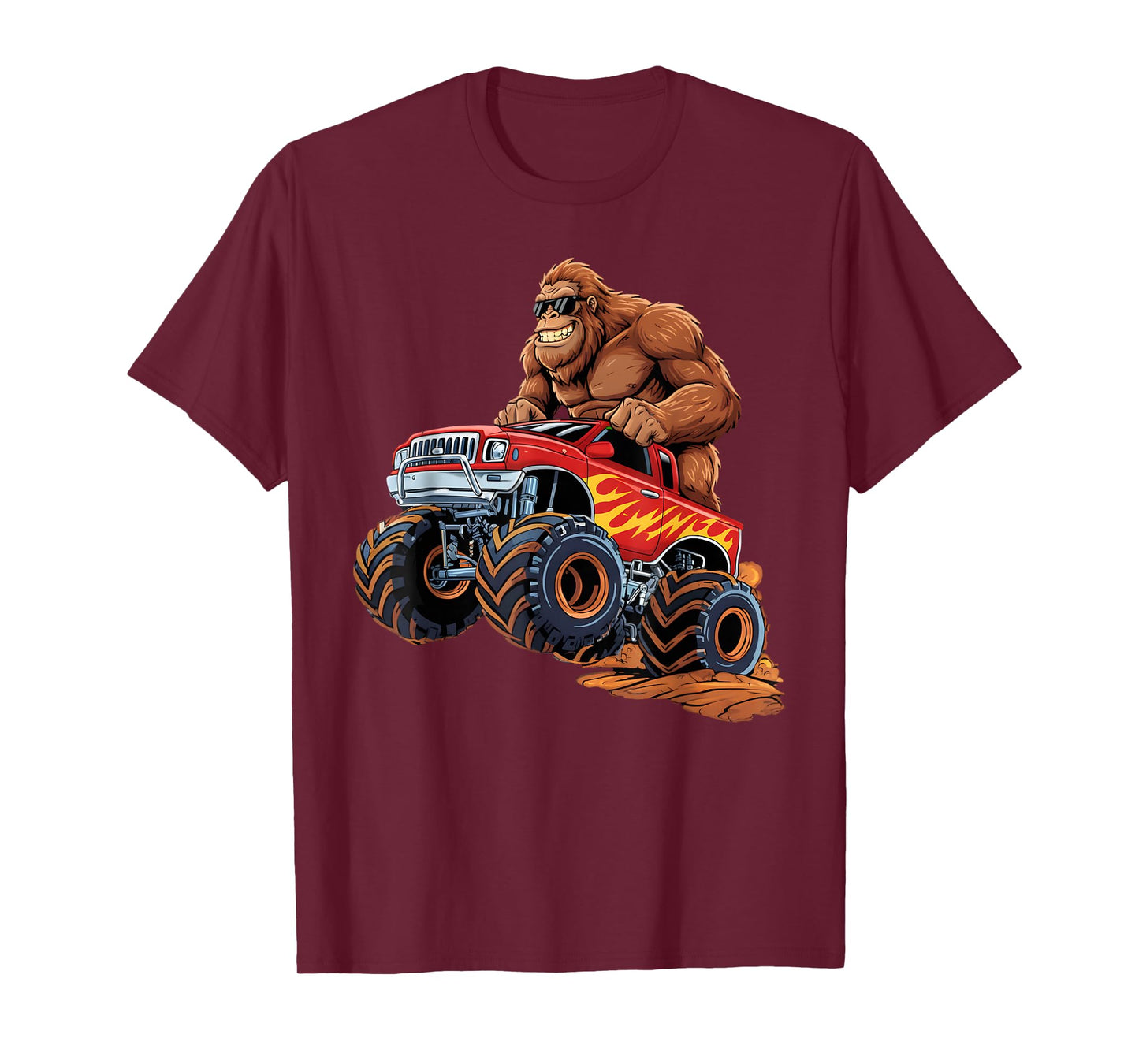 Funny Bigfoot Riding Monster Truck Sasquatch Graphic T-Shirt