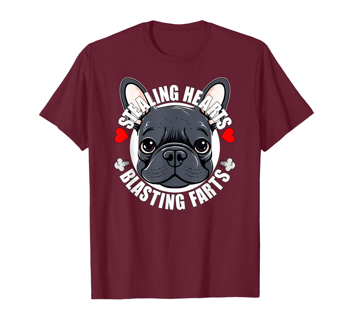 Funny Frenchie French Bulldog Stealing Hearts Blasting Farts T-Shirt