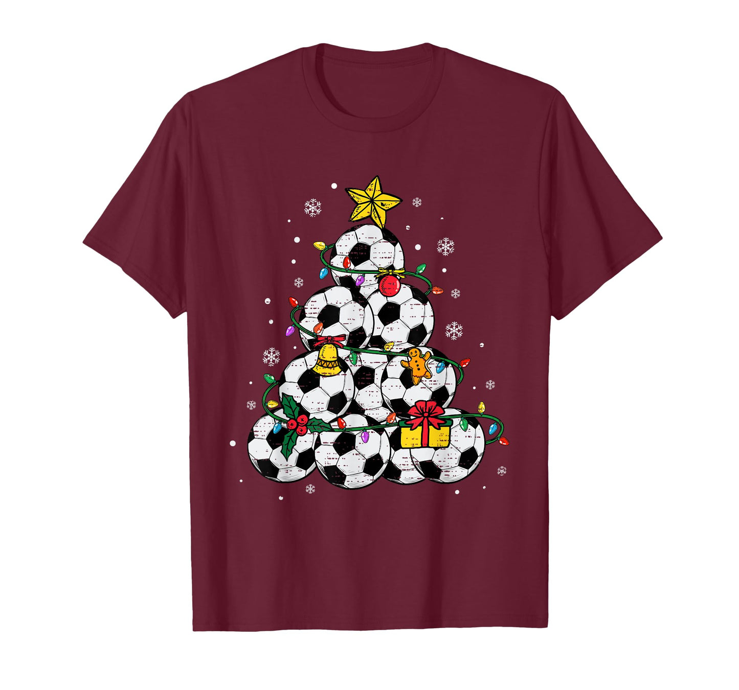 Soccer Christmas Tree Hat Santa Xmas Sport Mens Boys Kids T-Shirt