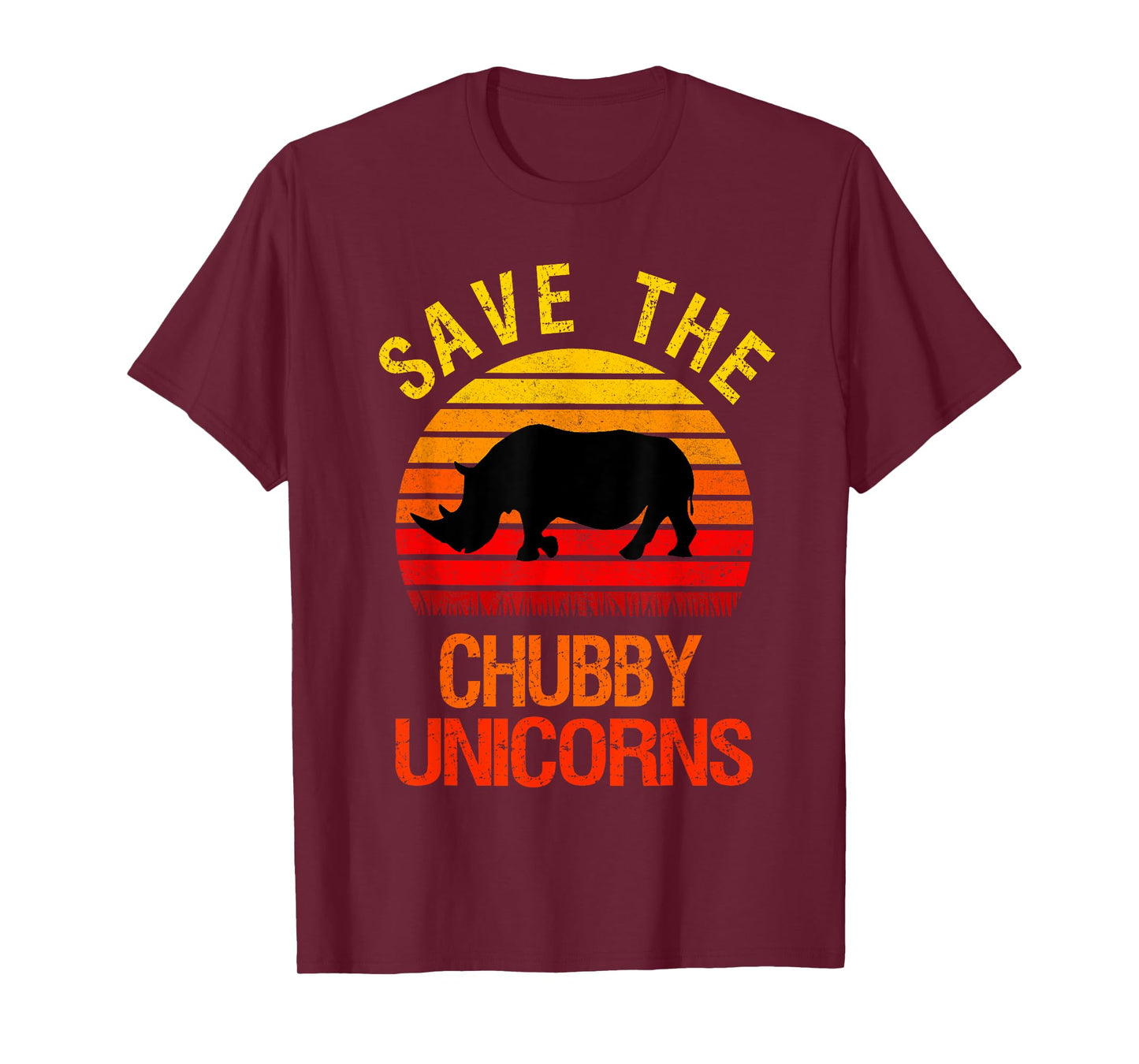 Save The Chubby Unicorns Retro Style Rhino T-Shirt