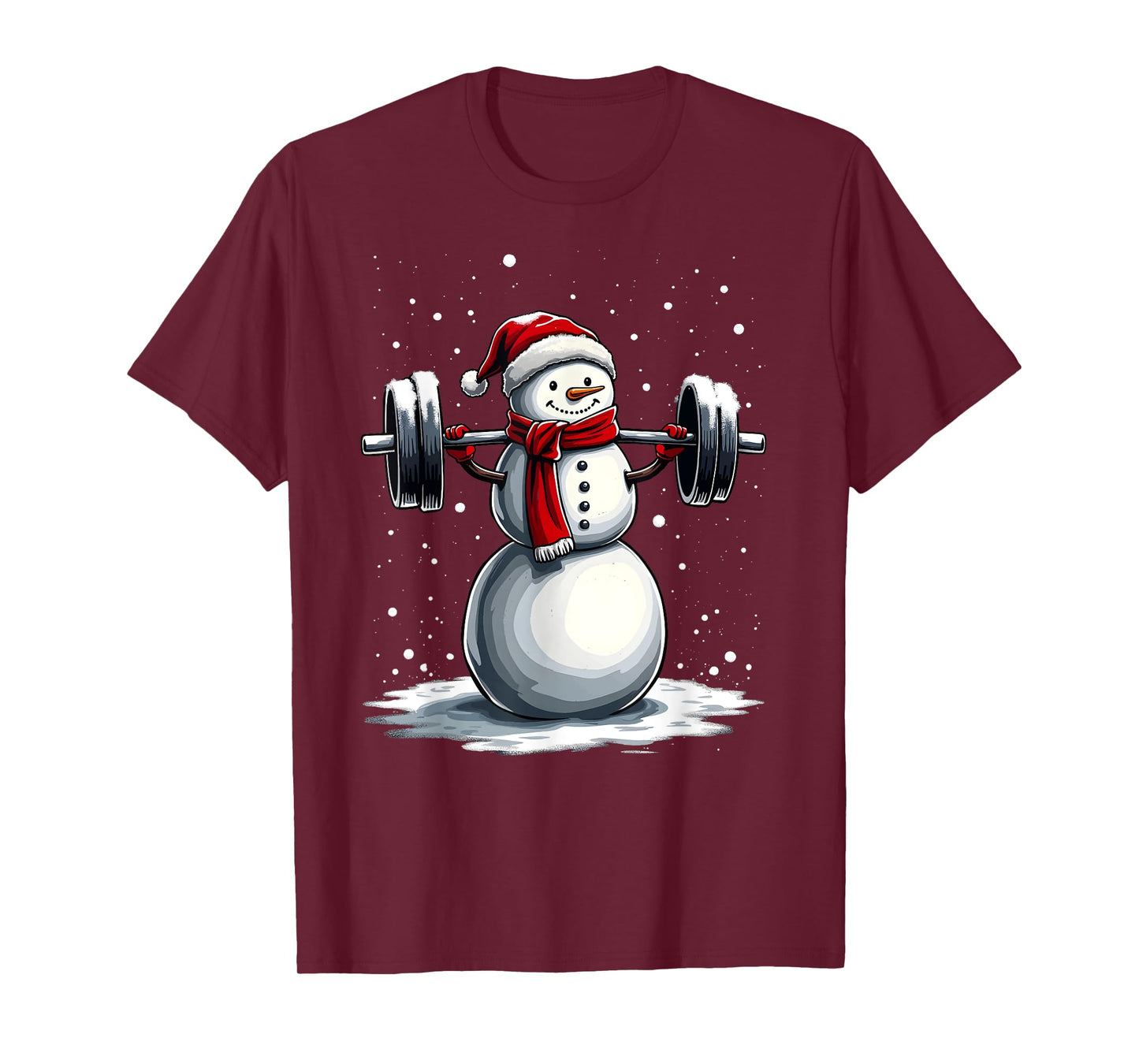 Christmas Snowman Deadlift Xmas Weightlift Gym Men Women T-Shirt