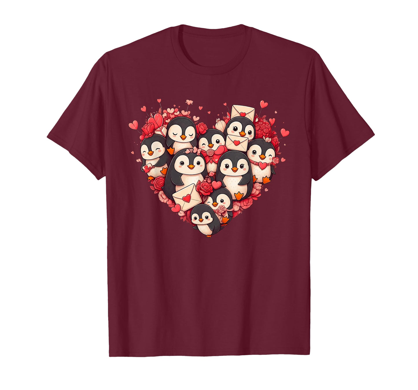 Funny Penguin Heart Valentine Penguin Womens Mens Kids T-Shirt