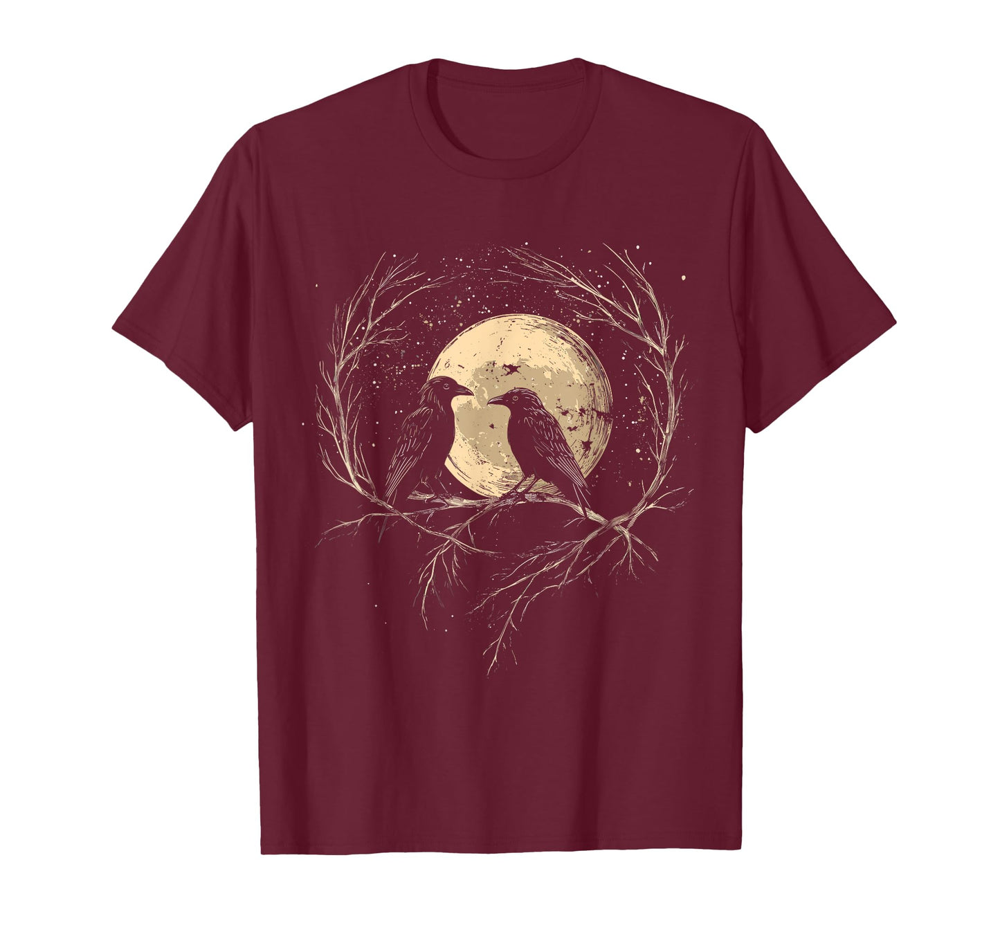 Retro Celestial Crows, Bird And Moon Aesthetic T-Shirt