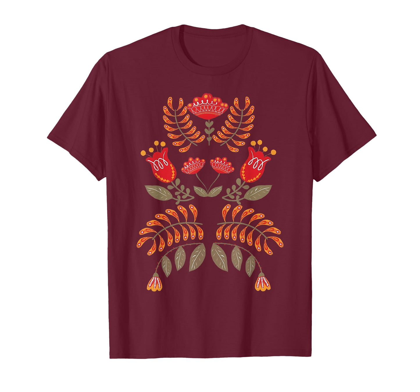 Vintage Flower Scandinavian Folk Art Botanical Mystical T-Shirt