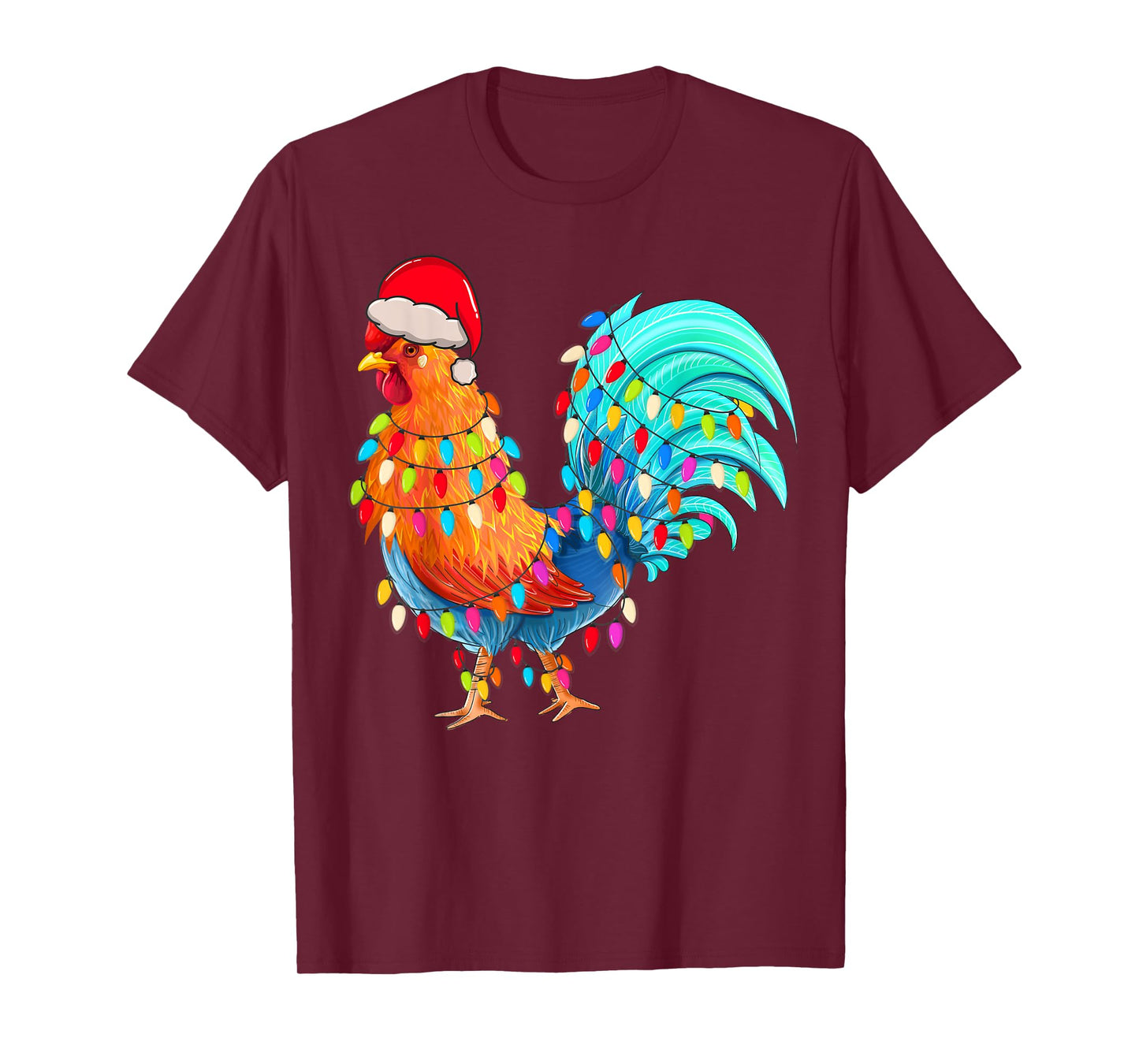Christmas Lights Chicken Wearing Xmas Hat Chicken Hen Lover T-Shirt