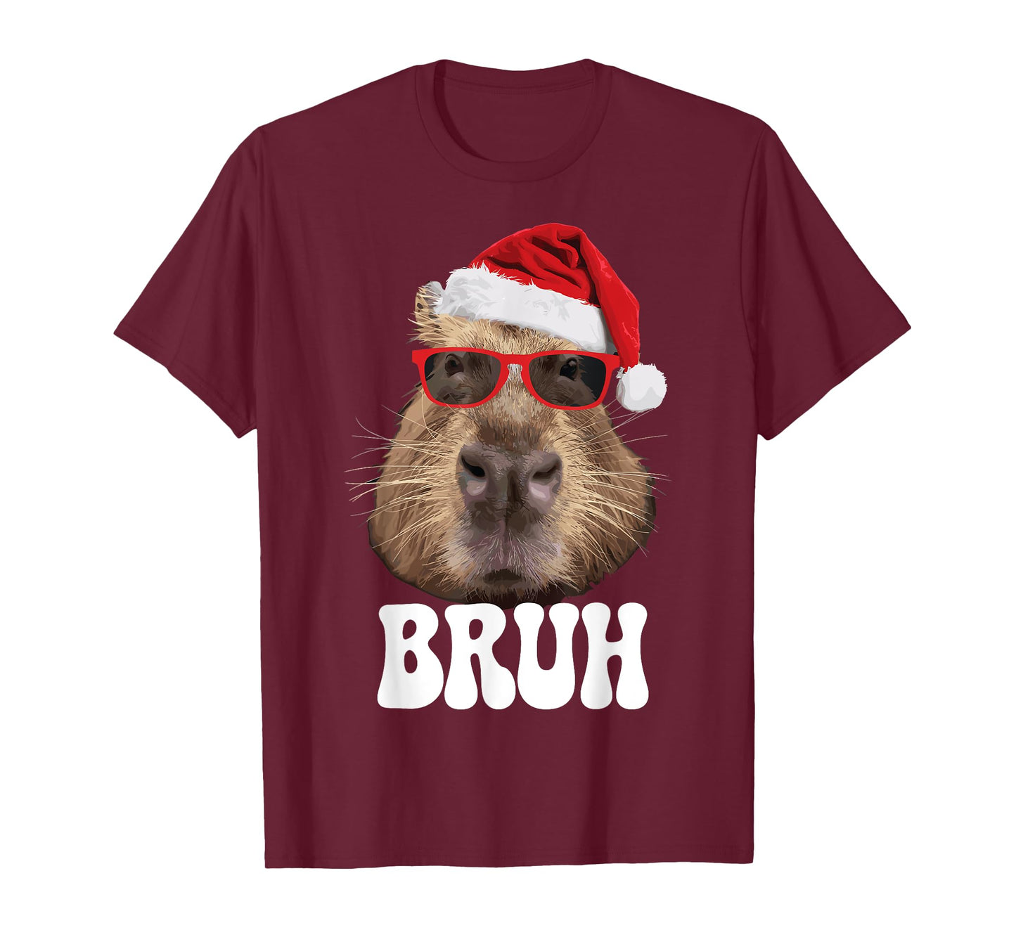 Bruh Capybara Funny Santa Hat Christmas Season Capybara T-Shirt