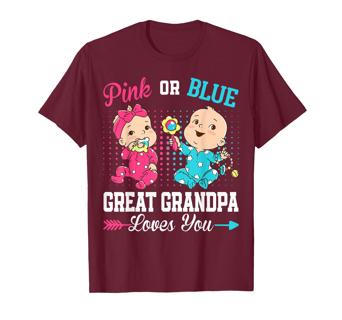 Pink Or Blue Great Grandpa Loves You Gender Reveal Party T-Shirt